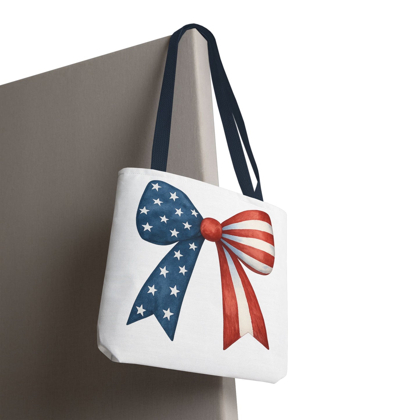 Patriotic Bow Tote Bag | 4th of July Reusable Bag | American Flag Tote | USA Stars Stripes Bag | Independence Day Gift | USA Market Bag