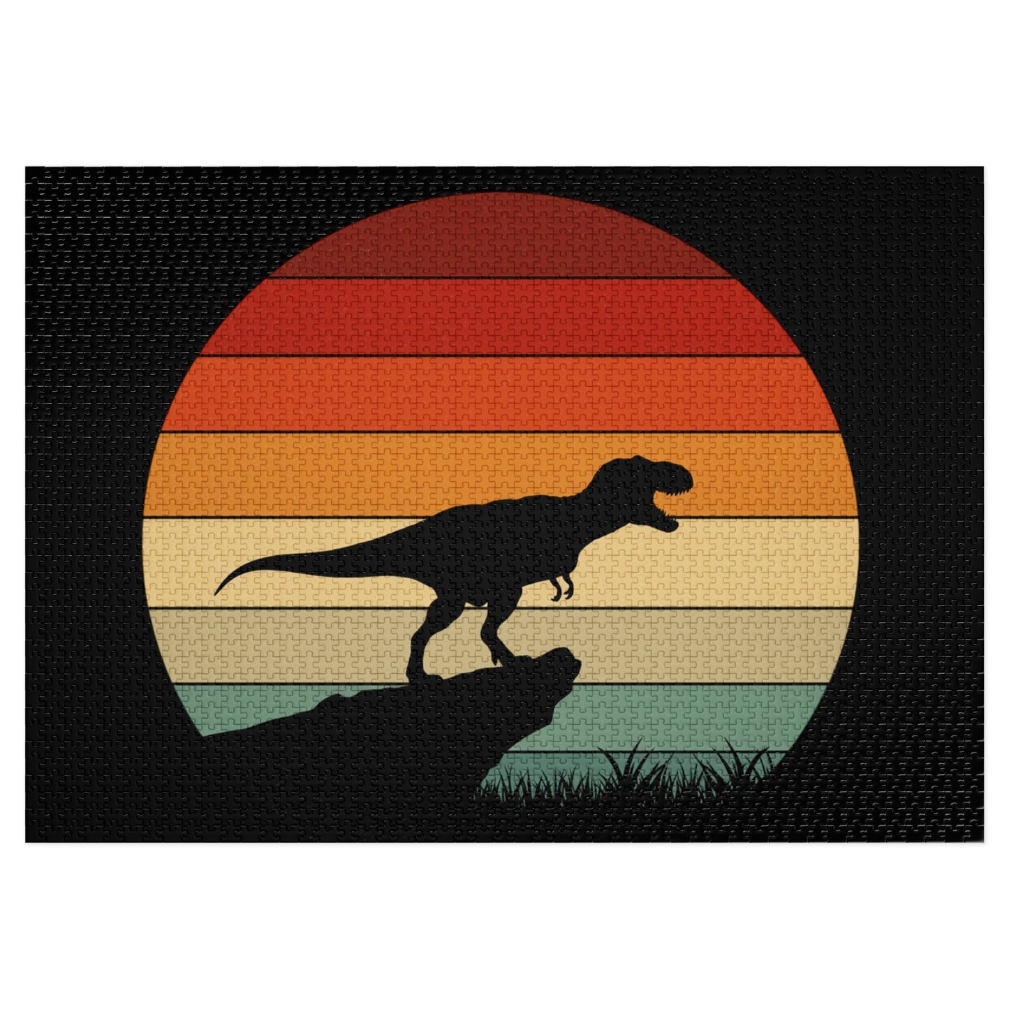 Retro Dinosaur Sunset Jigsaw Puzzle - 252-2000 pc Vintage Dino Wall Art Puzzle Gift for Adults and Kids - Unique Jurassic Game