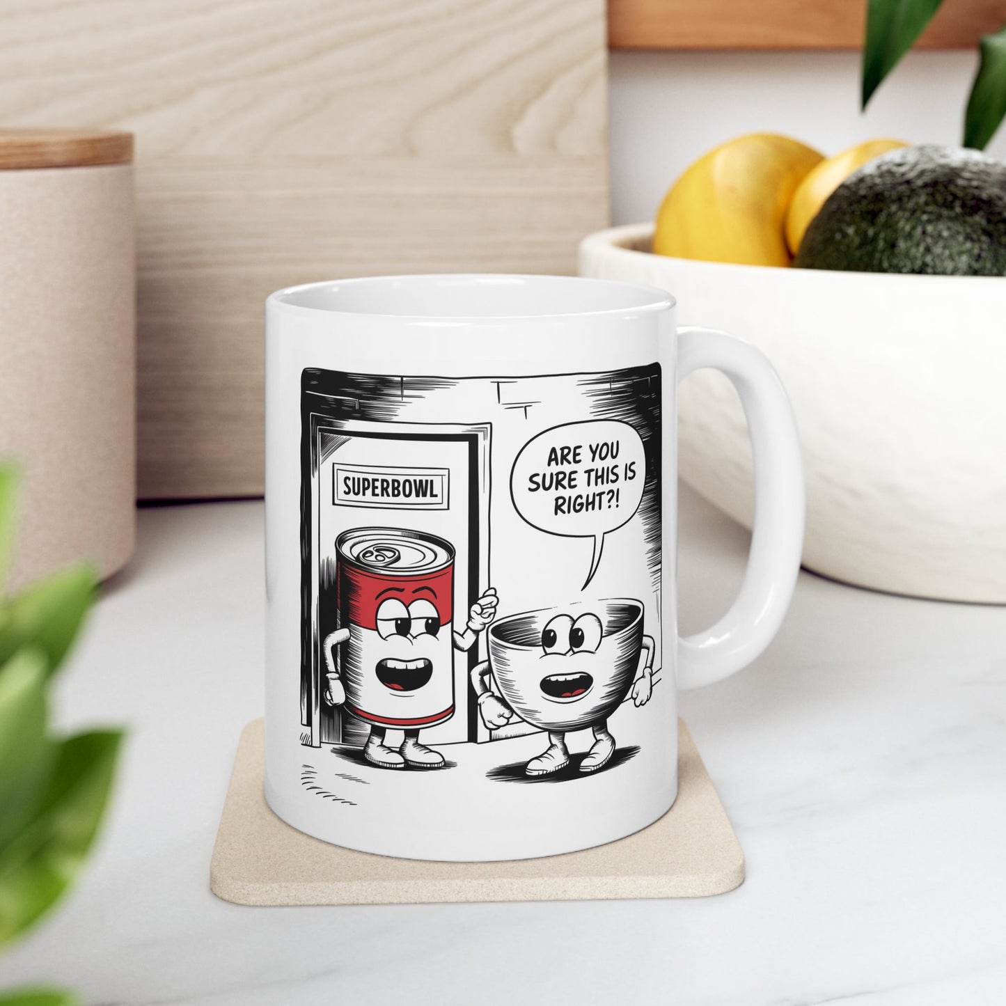 Mug - Comic Bowl and Soup 'Superbowl' Design