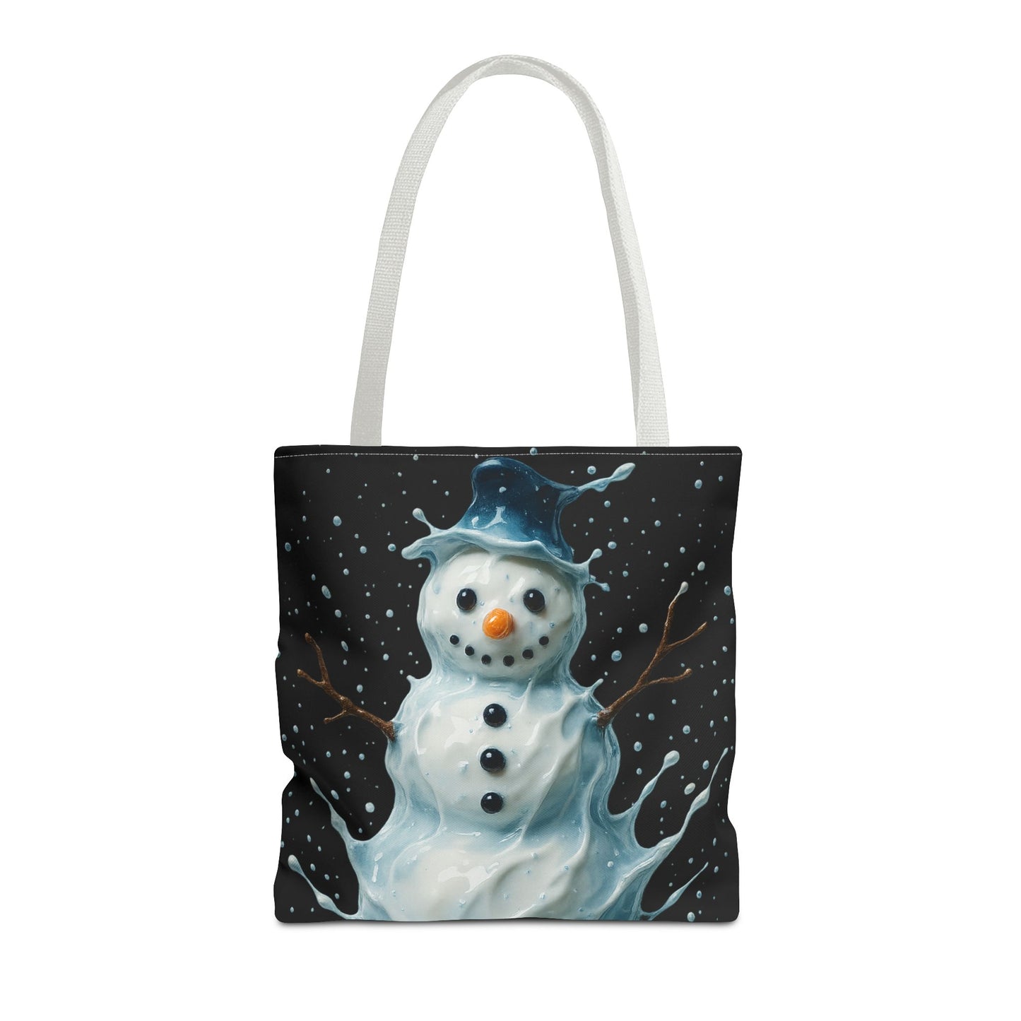 Winter Snowman Tote Bag, Festive Christmas Gift Bag, Holiday Shopping Tote, Snowy Season Accessory, Reusable Winter Art Bag For Everyday Use