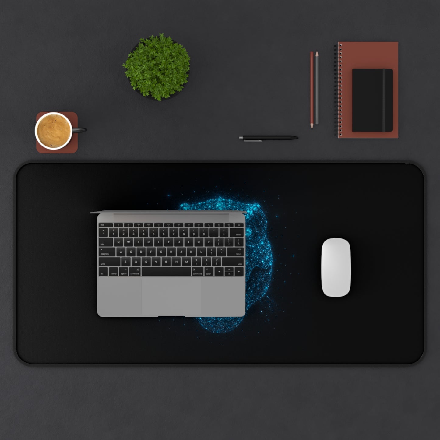 Galaxy Bioluminescent Dinosaur Desk Mat - Cosmic T-Rex Gaming Mousepad - Starry XL Desk Pad Non-Glow - Gamer and Office Decor Gift