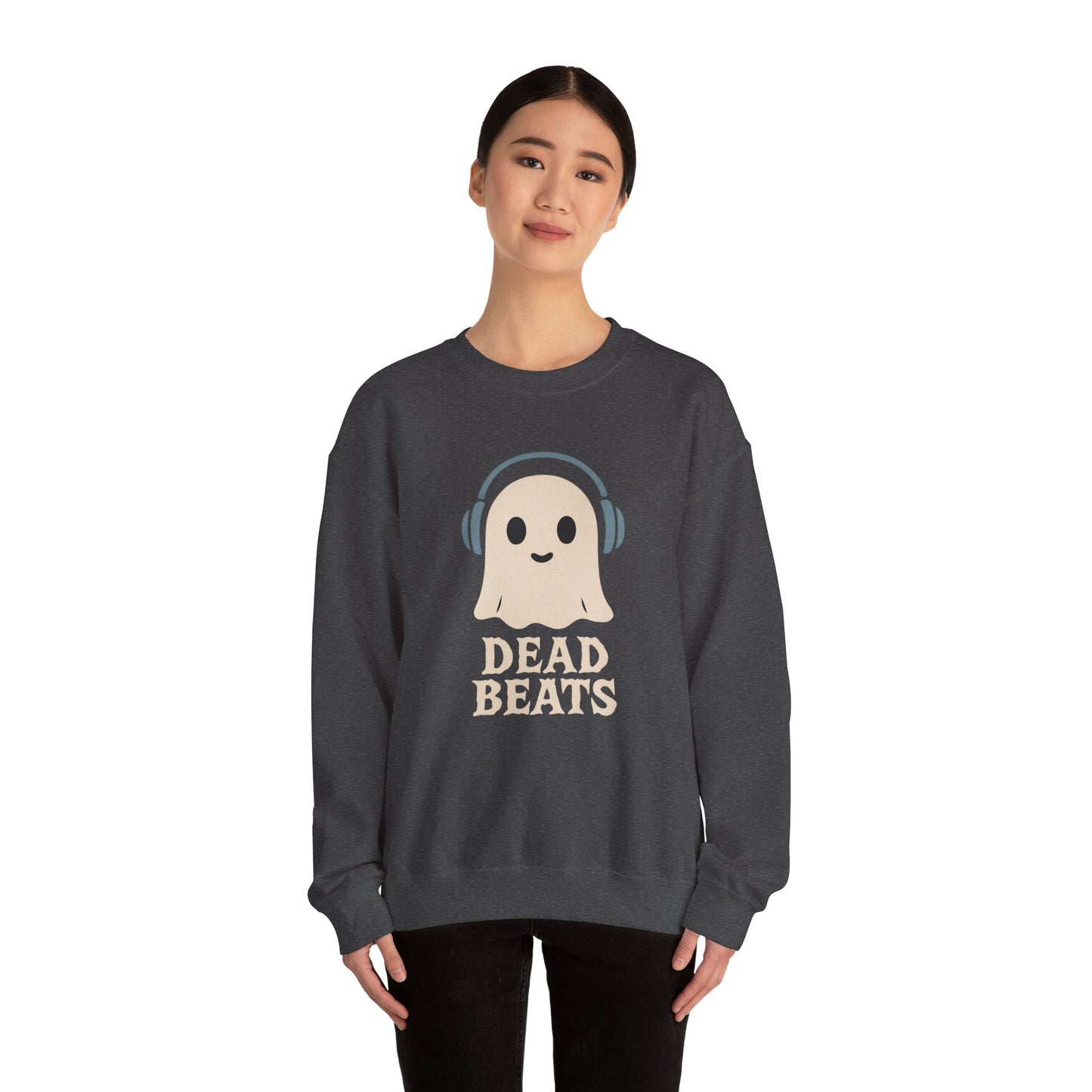Dead Beats Ghost Sweatshirt, Funny Halloween Crewneck, Spooky Season Pullover, Music Lover Halloween Shirt, Cute Ghost Graphic Top