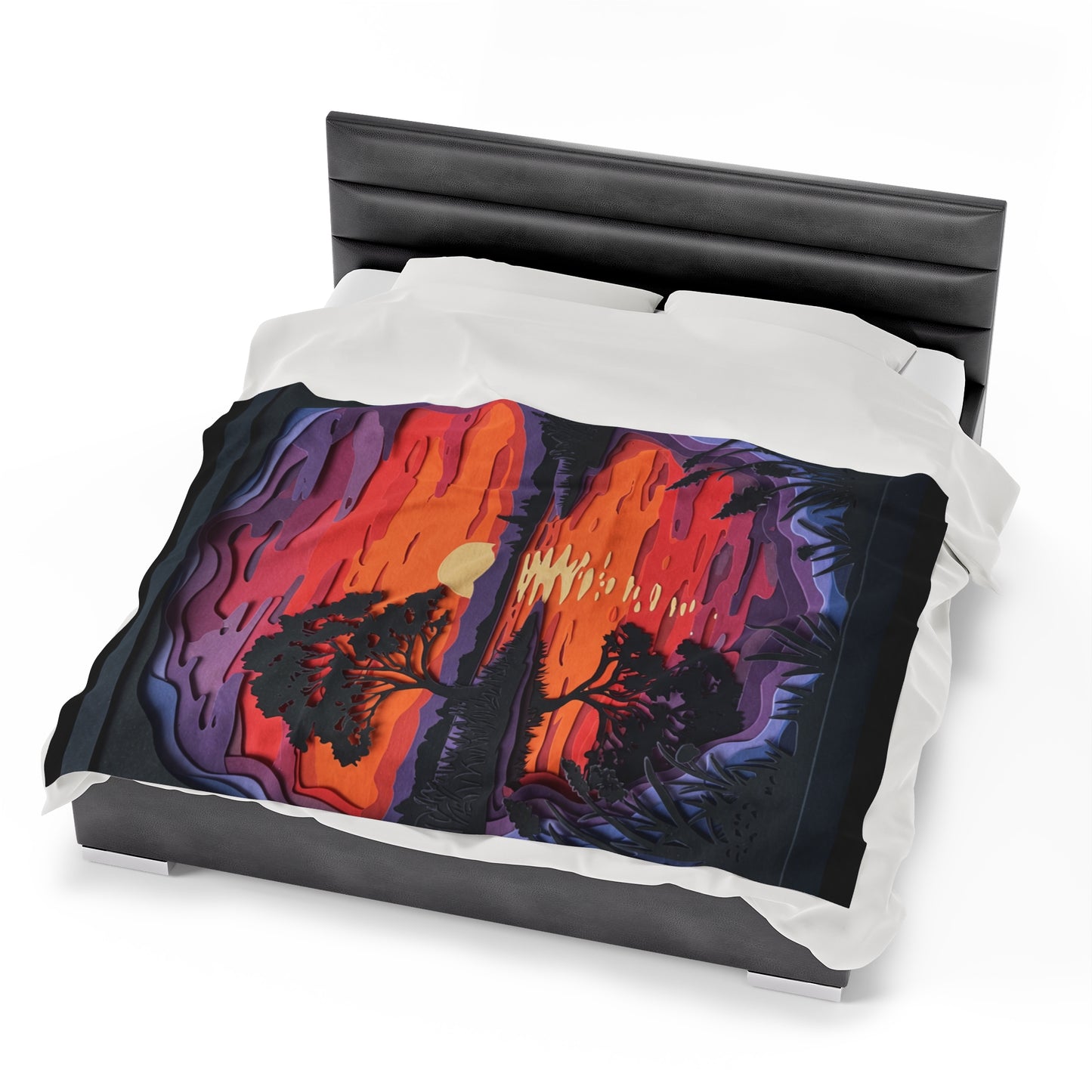 Plush Blanket - Sunset Paper Art Design