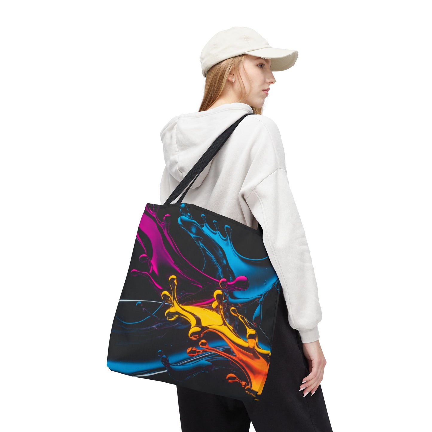 Abstract Neon Splash Tote Bag, Vibrant Colorful Art Bag, Reusable Shopping Bag, Modern Everyday Carryall, Bright Aesthetic Gift For Her
