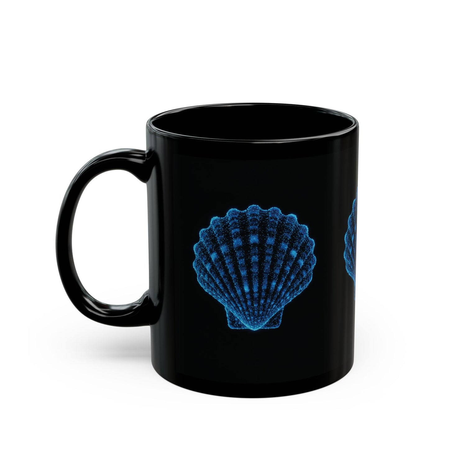 Mug - Bioluminescent SeaShells Black Mug