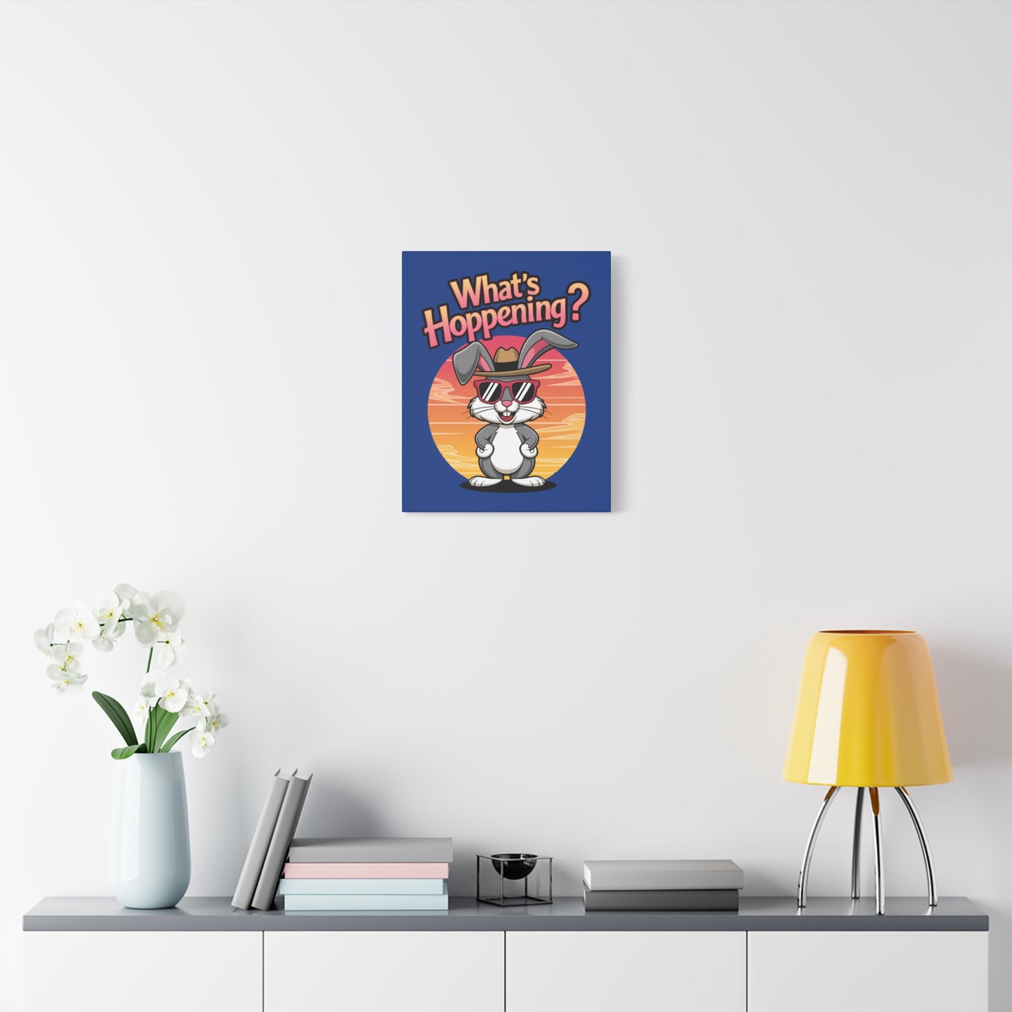 What's Hoppening Canvas Art; Bunny Art; Rabbit Canvas