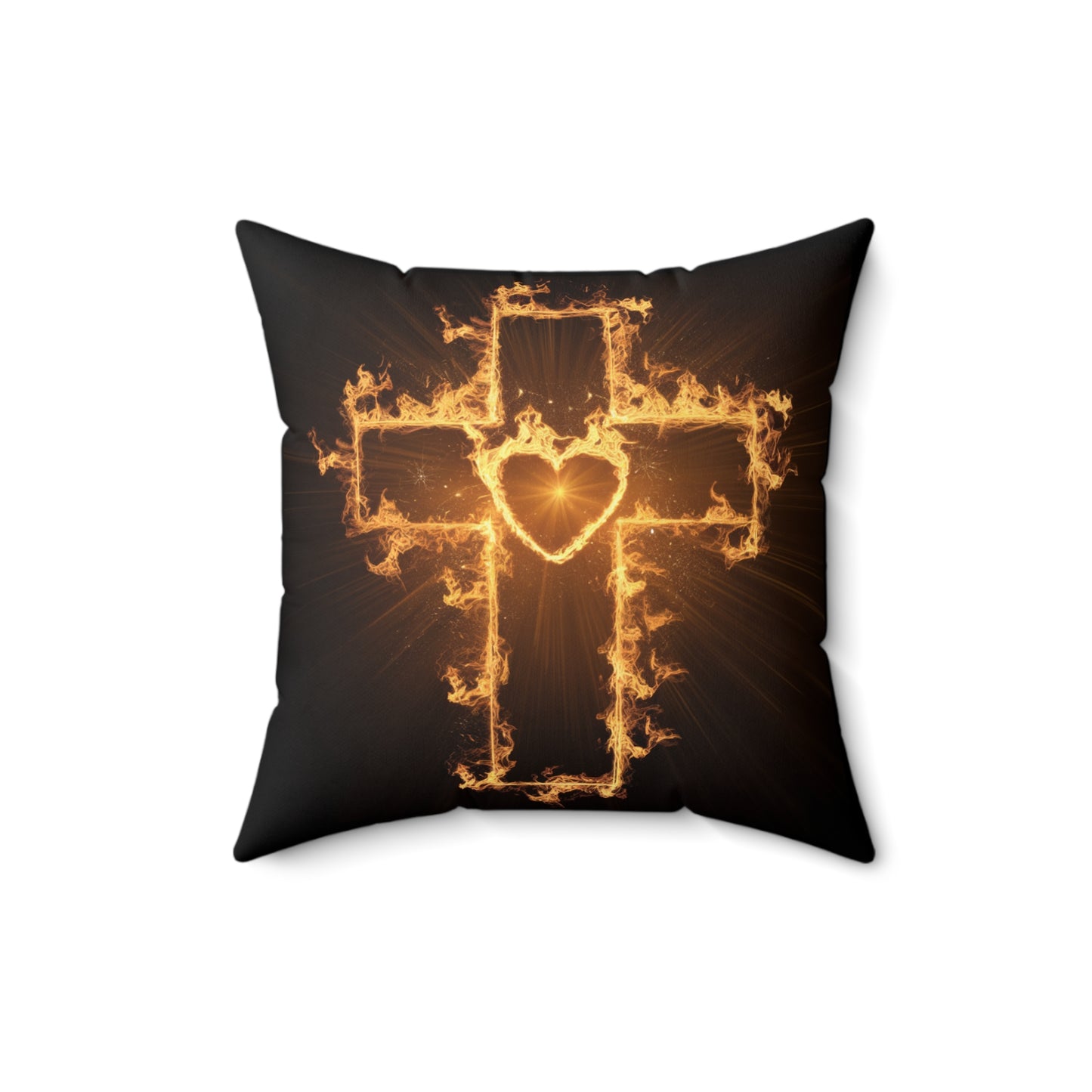 Flaming Cross Pillow - Decorative Christian Cushion for Faith-Inspired Decor