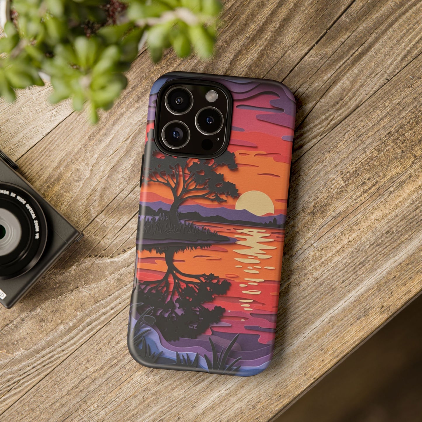 iPhone Case - Colorful Paper Art Sunset Design