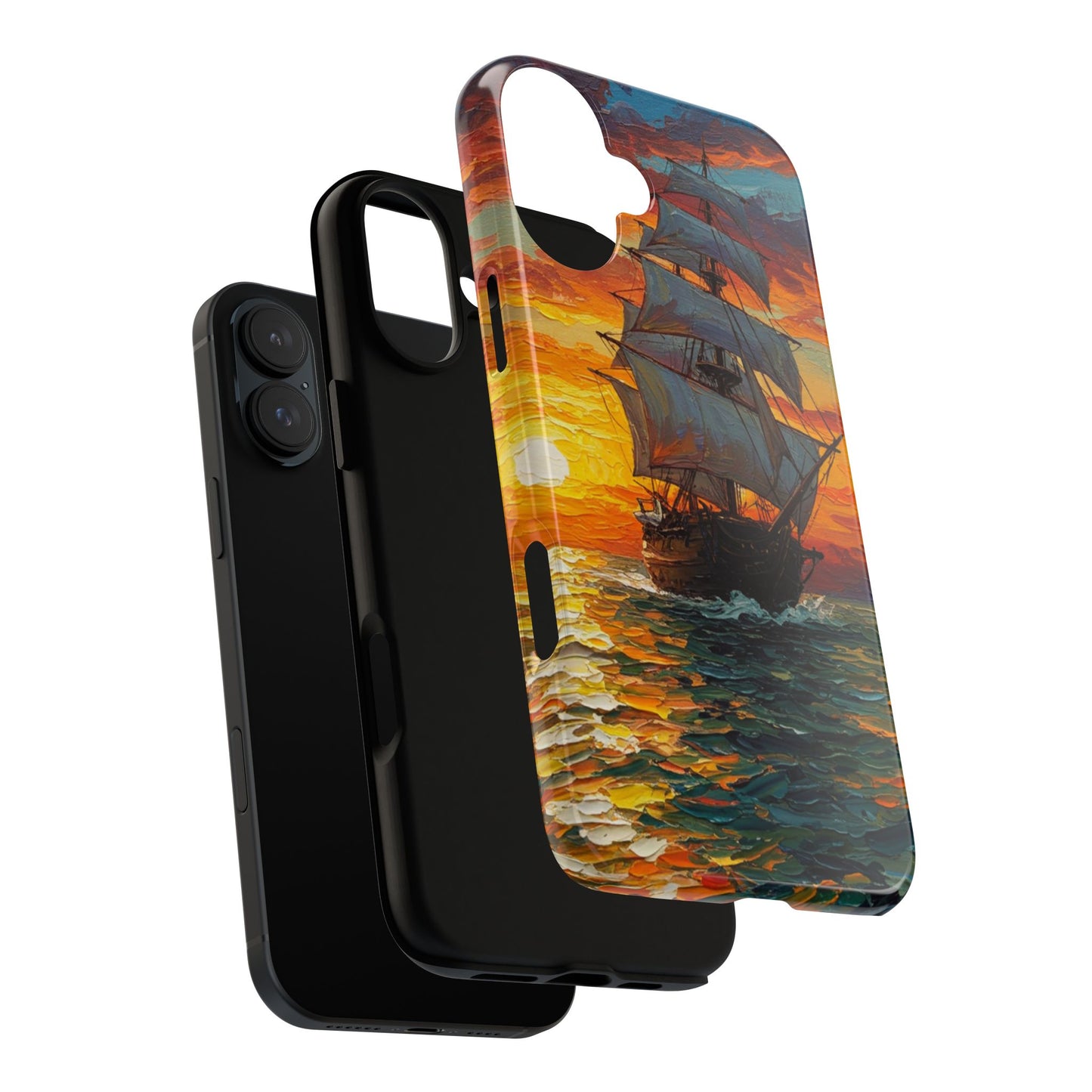 iPhone Case - Ship Sailing at Sunset Design