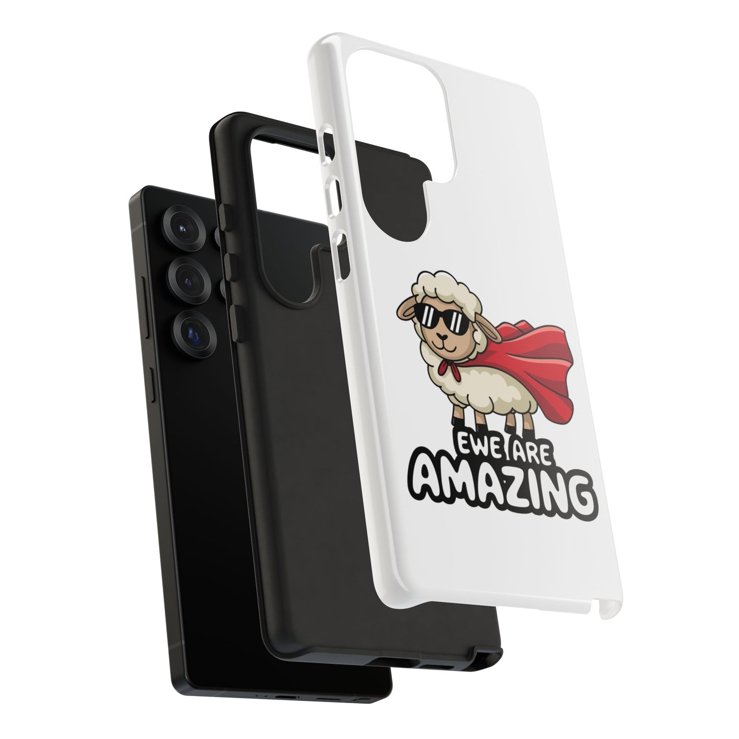 Funny Samsung Case - Cute Sheep Phone Cover - "Ewe Are Amazing" Gift for Her or Him - Animal Pun Superhero Case - Samsung Case