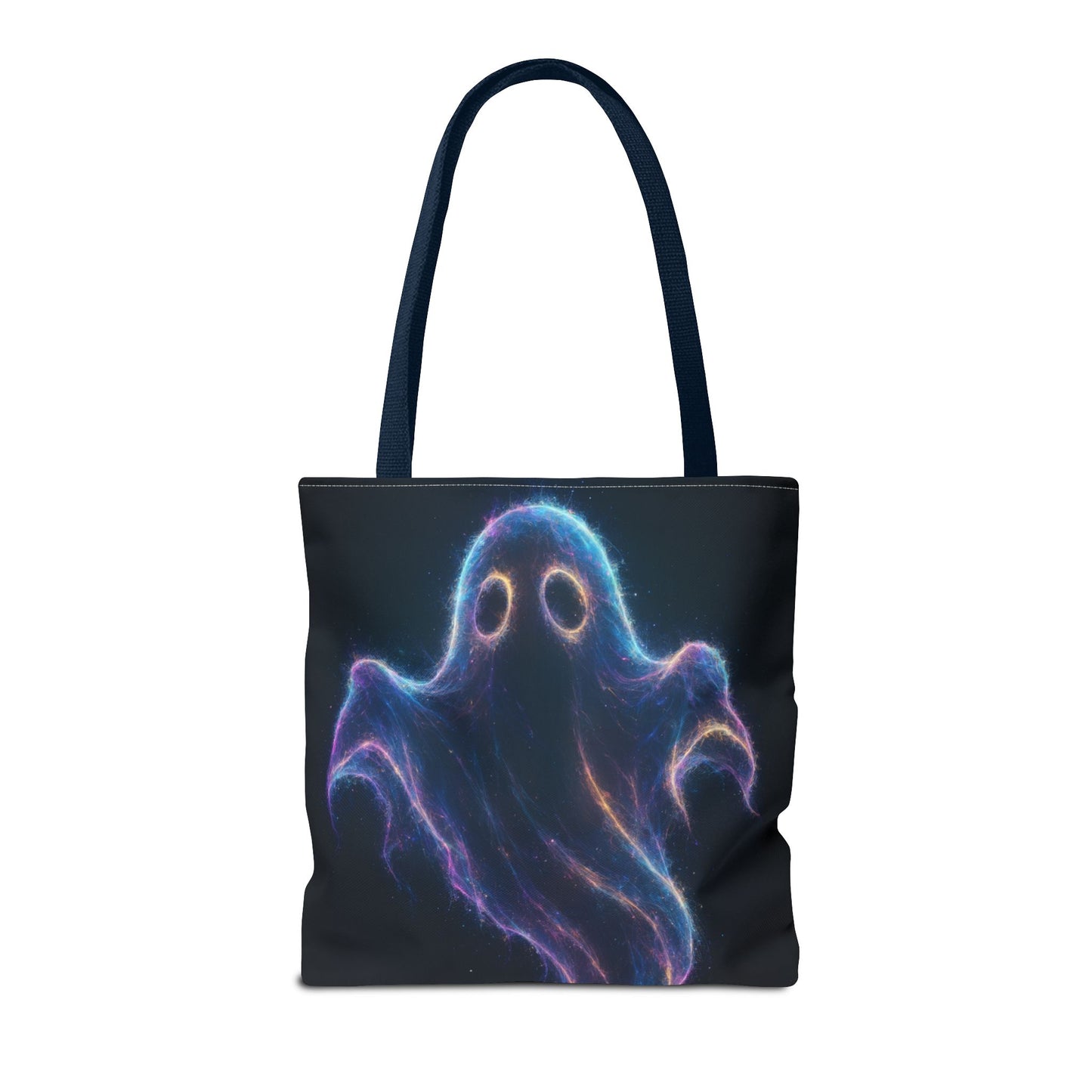 Neon Ghost Tote Bag, Spooky Halloween Canvas Tote, Glowing Cosmic Ghost Design Bag, Reusable Trick Or Treat Tote, Gothic Gift Accessory