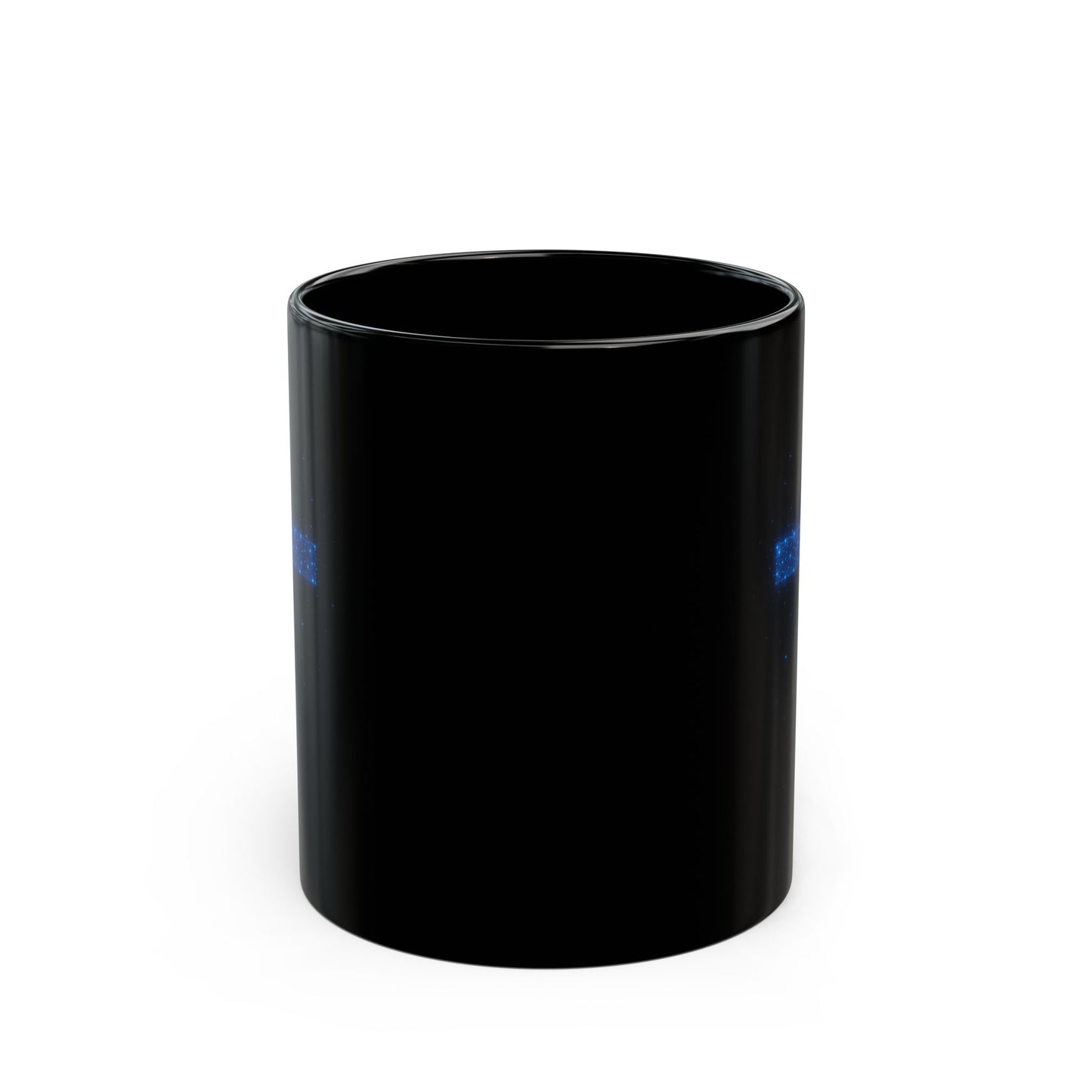 Celestial Cross Mug – Blue Starry Christian Coffee Cup – Faith Based Black Ceramic Mug with Cosmic Cross Design | Religious Gift Idea