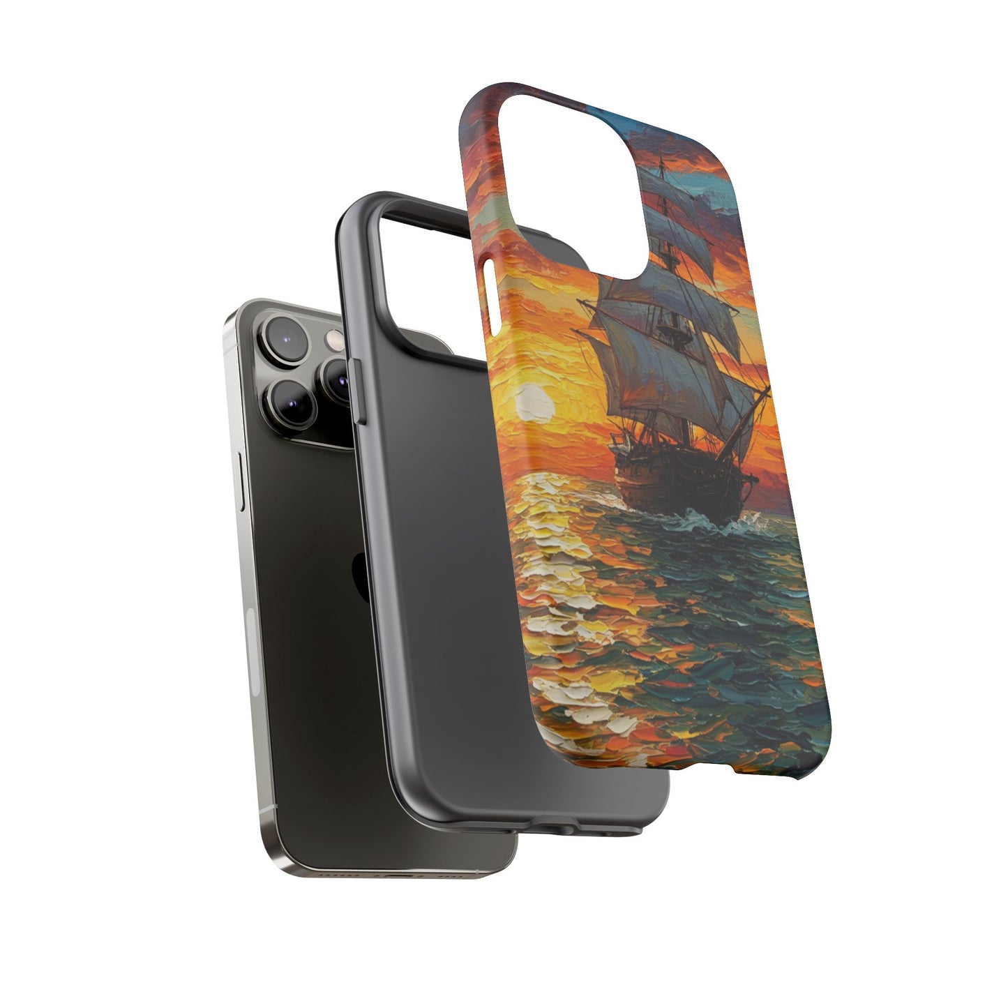 iPhone Case - Ship Sailing at Sunset Design