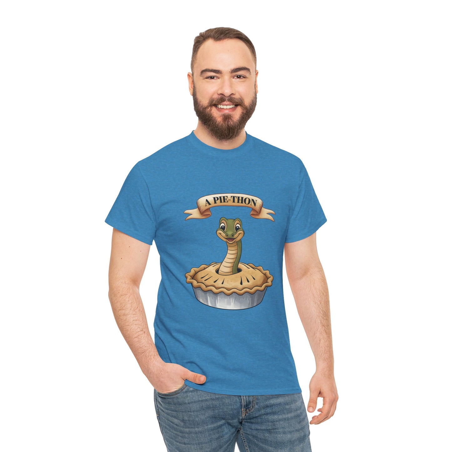 A Pie-Thon Funny Snake Pun Shirt – Cute Animal Joke T-Shirt – Quirky Graphic Tee for Pun Lovers, Reptile Fans, and Unique Gift Ideas