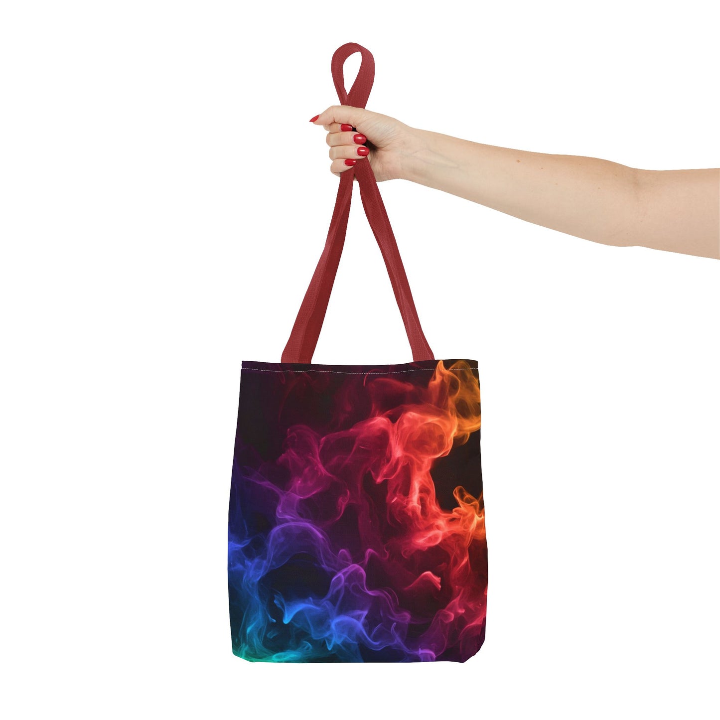 Chromatic Ember Tote Bag, Colorful Smoke Art Design With Red, Blue, And Orange Hues, Abstract Reusable Tote For Artists, Gifts, And Everyday Use