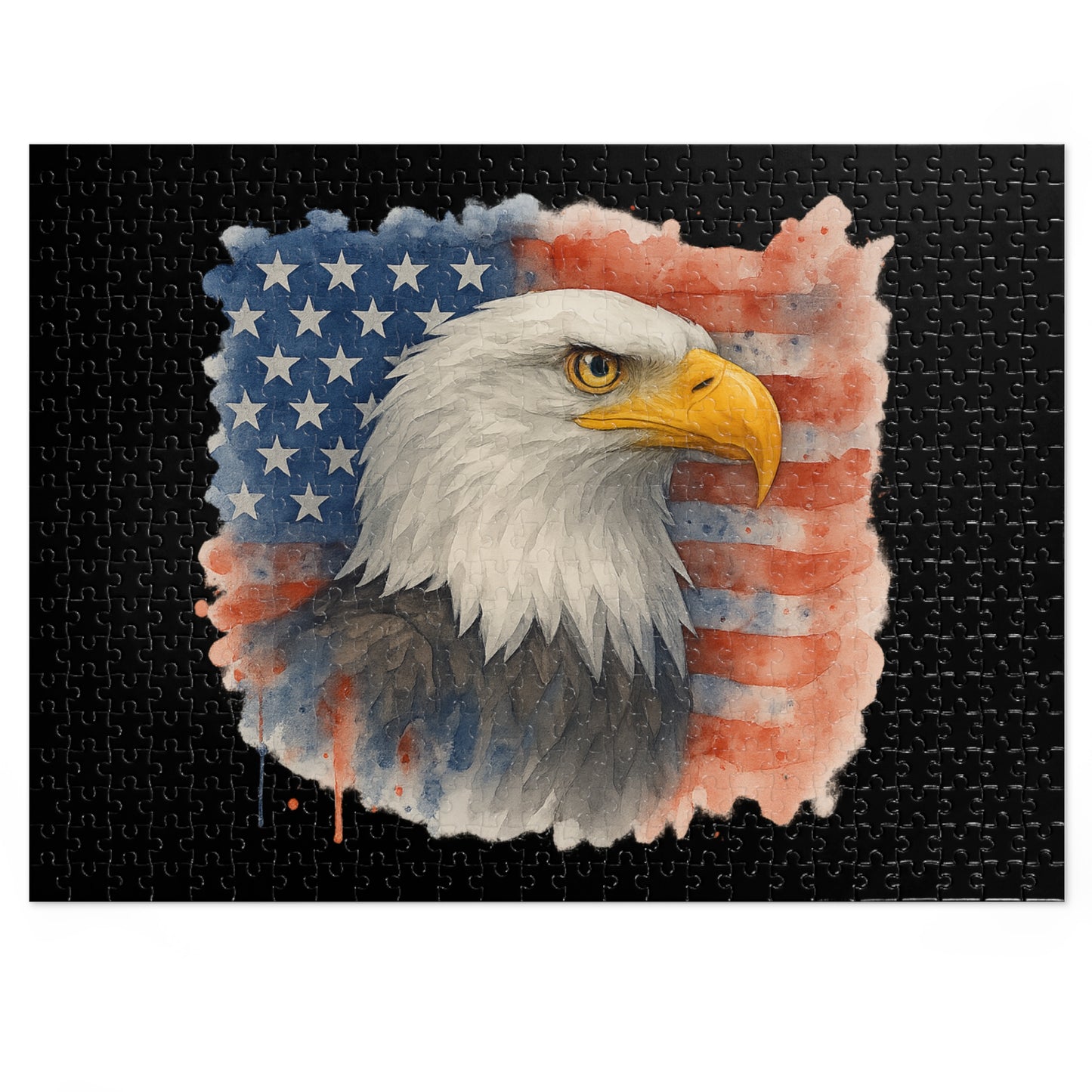 Eagle American Flag Jigsaw Puzzle with Tin Memorial Day Puzzle 4th of July Game Veteran's Day Jigsaw