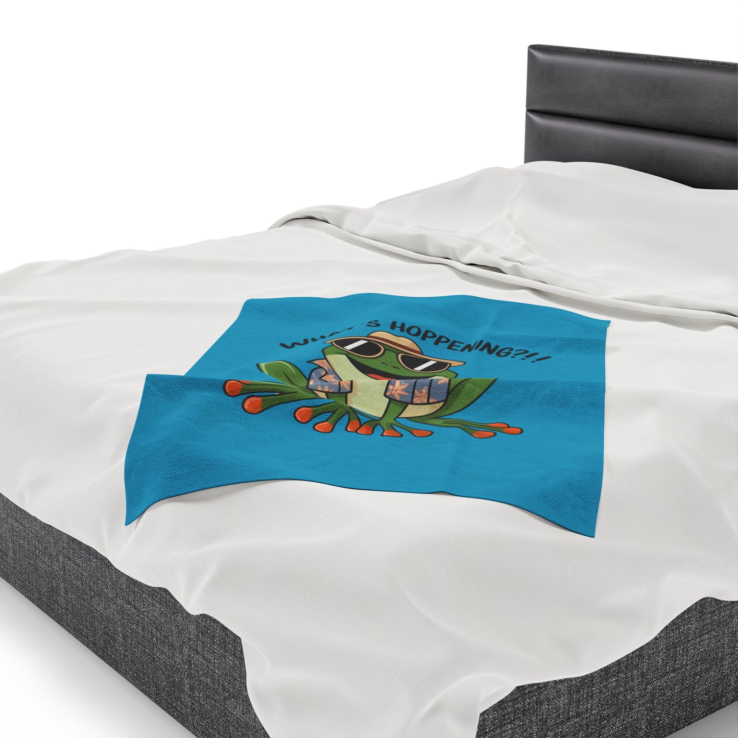Plush Blanket - Frog What's Hoppening Pun Design
