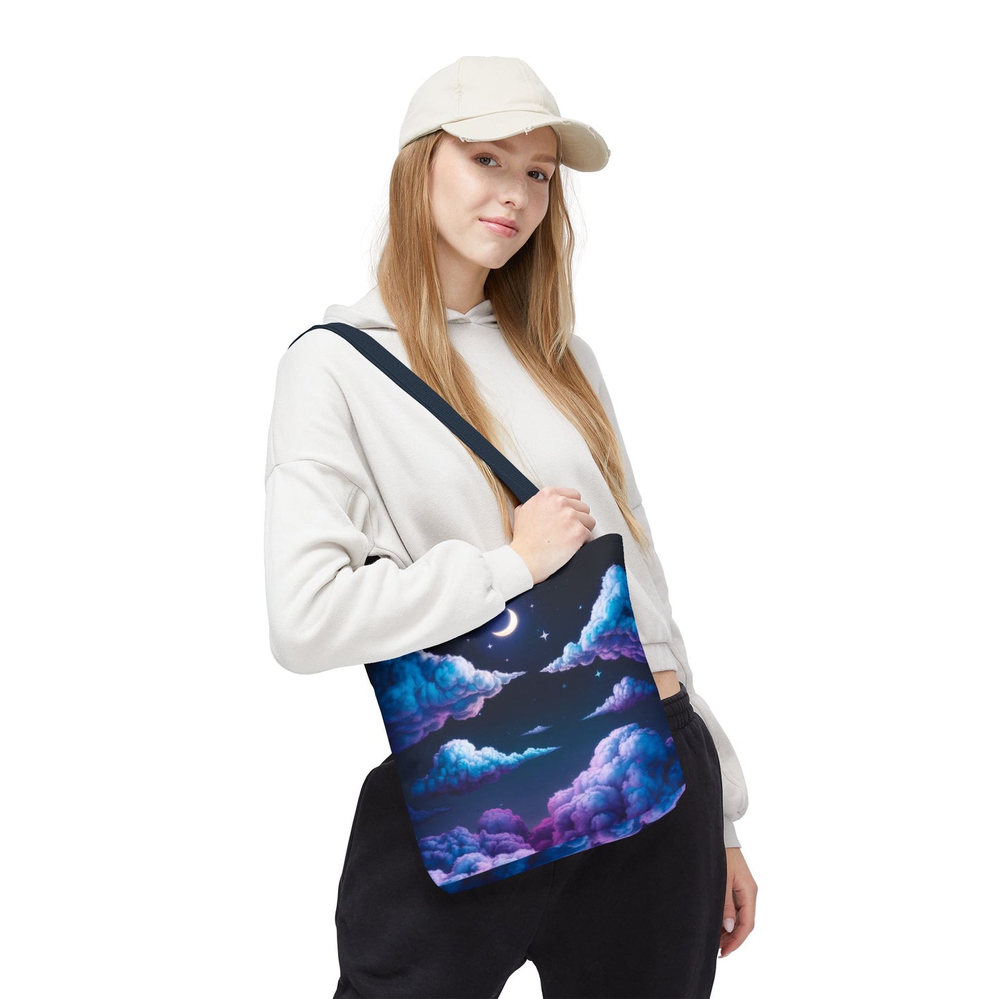 Dreamy Moon & Clouds Tote Bag • Celestial Night Sky Tote • Boho Moon Cloud Tote • Eco-Friendly Cosmic Art Tote • Gift for Stargazers