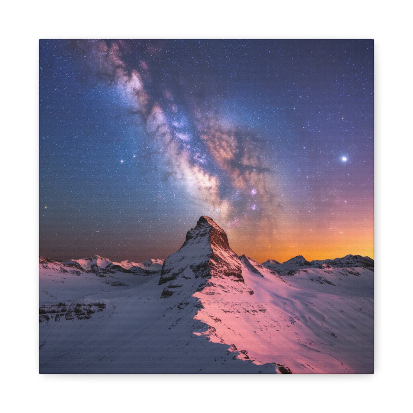 Canvas Art Mountain Top and Milky Way Galaxy View Space Canvas Starry Art with a View
