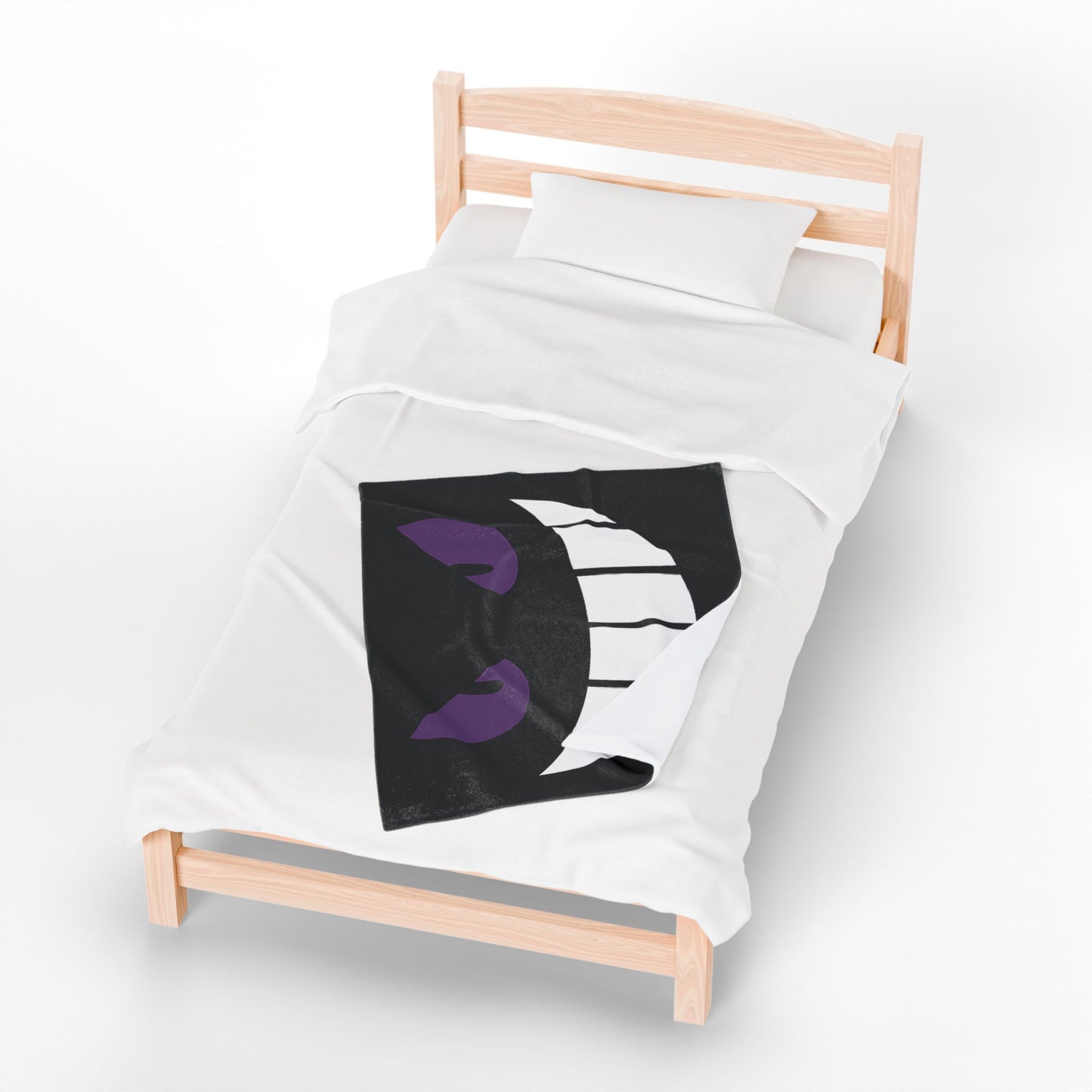 Evil Grin Blanket, Spooky Purple Eyes Throw Blanket, Creepy Cute Gamer Room Decor, Halloween Horror Bedding, Gothic Cozy Plush Blanket