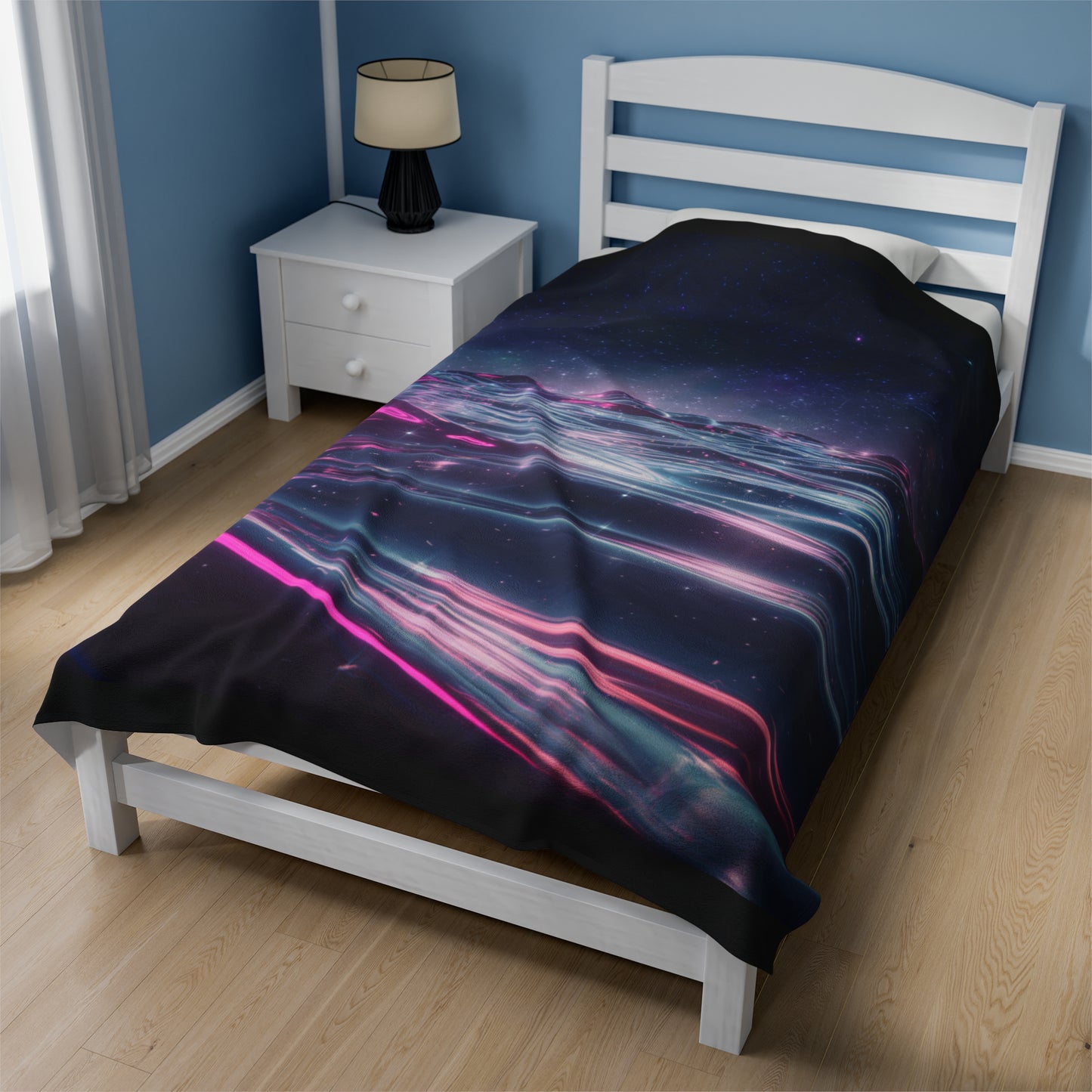 Plush Blanket with Galactic Ocean Design