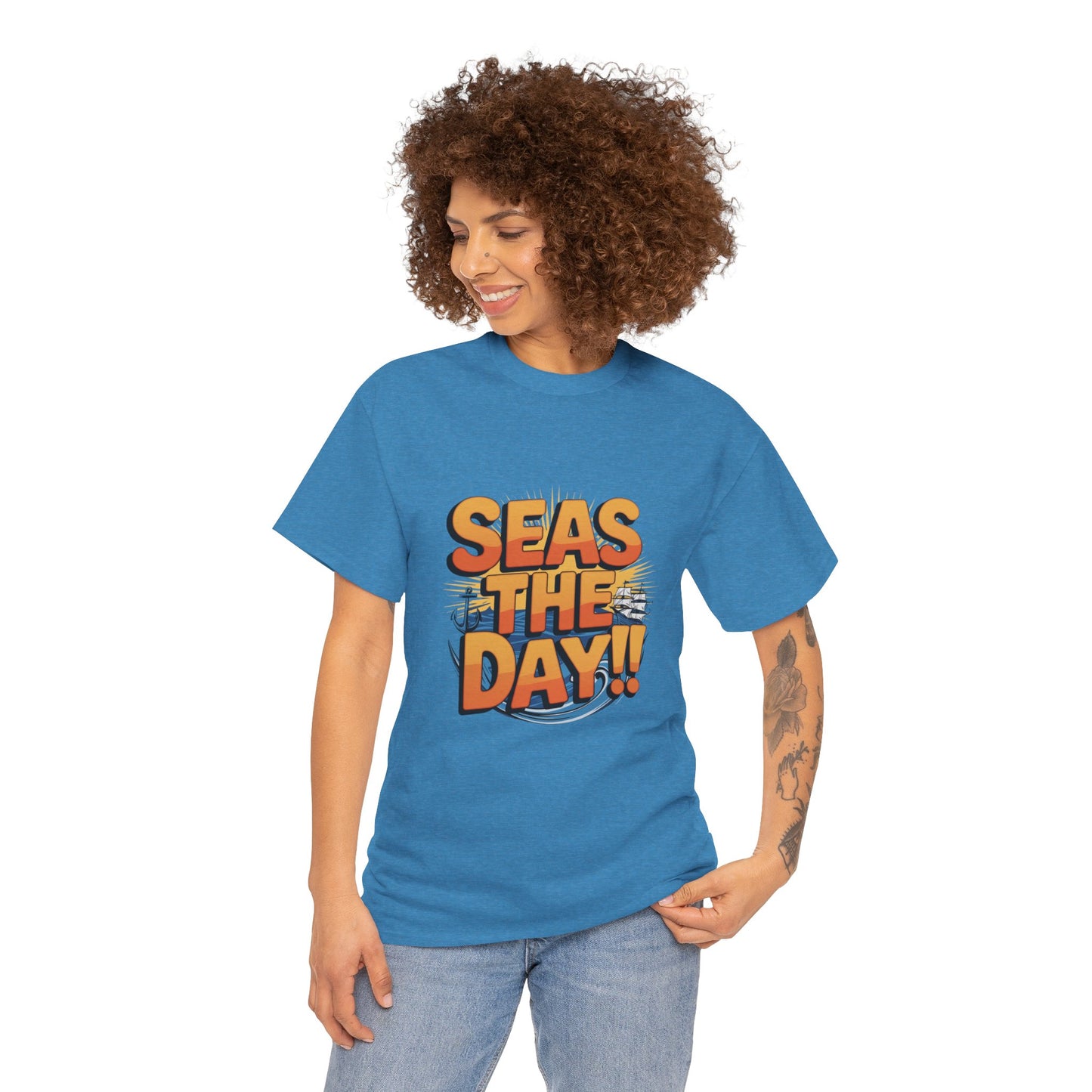 Seas The Day!! Tee • Ocean Pun Graphic Shirt • Comfort Colors Unisex Beachy Vibes • Nautical Aesthetic • Gift for Sea Lovers & Summer Vacays