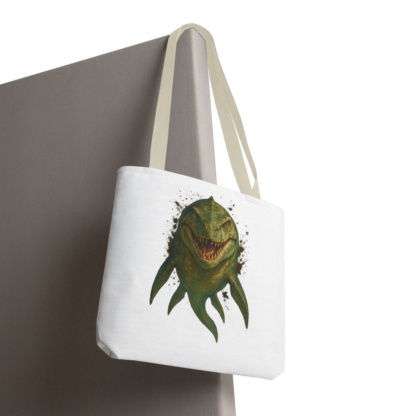 Watercolor Mosasaurus Tote Bag - Prehistoric Sea Monster Art, Dinosaur Ocean Reptile Gift, Eco Canvas Bag for Dino and Marine Fans