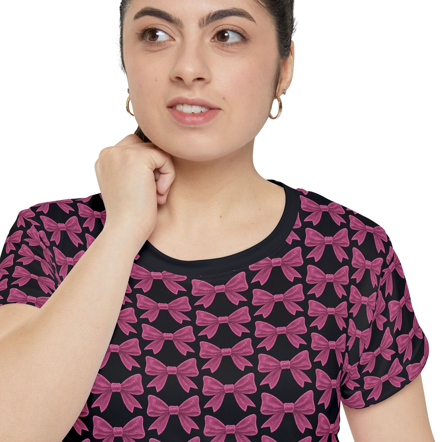 Coquette Bow Pattern Tee – All-Over Pink Ribbon Design T-Shirt for Soft-Girl Aesthetic Lovers – Pastel Bows Top, Perfect Girly Gift