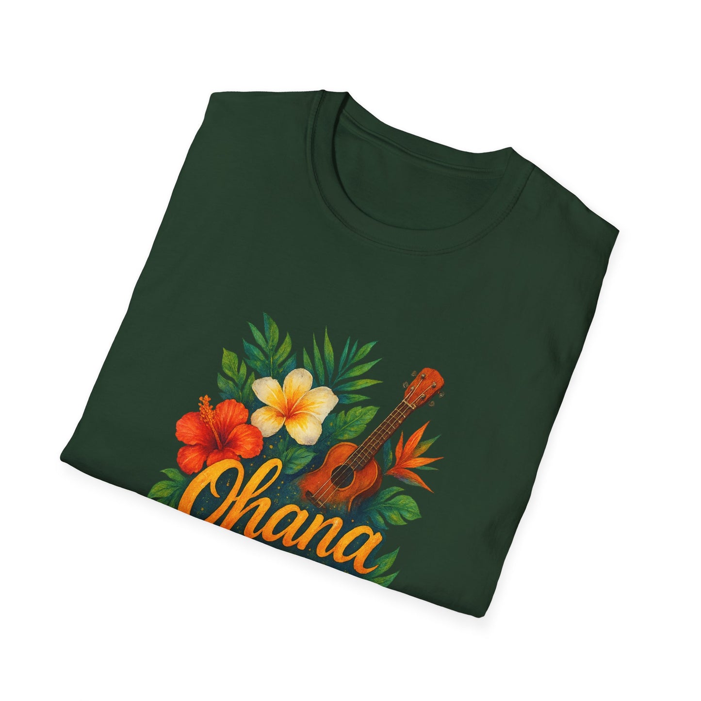 Ohana Hawaiian Shirt | Tropical Family T-Shirt | Luau Vacation Tee | Aloha Summer Shirt | Ukulele Turtle Floral Beach Gift