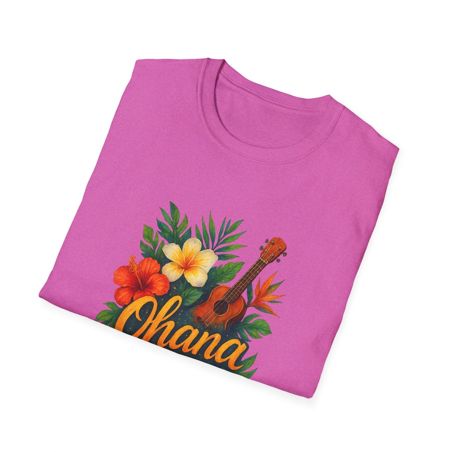 Ohana Hawaiian Shirt | Tropical Family T-Shirt | Luau Vacation Tee | Aloha Summer Shirt | Ukulele Turtle Floral Beach Gift