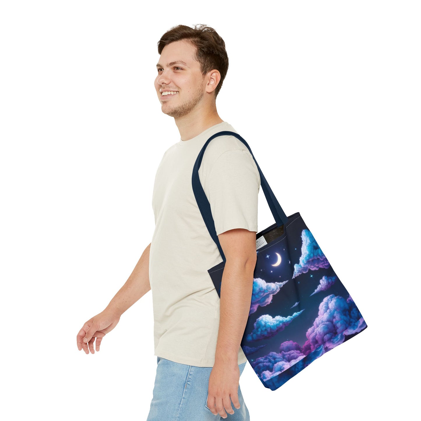 Dreamy Moon & Clouds Tote Bag • Celestial Night Sky Tote • Boho Moon Cloud Tote • Eco-Friendly Cosmic Art Tote • Gift for Stargazers