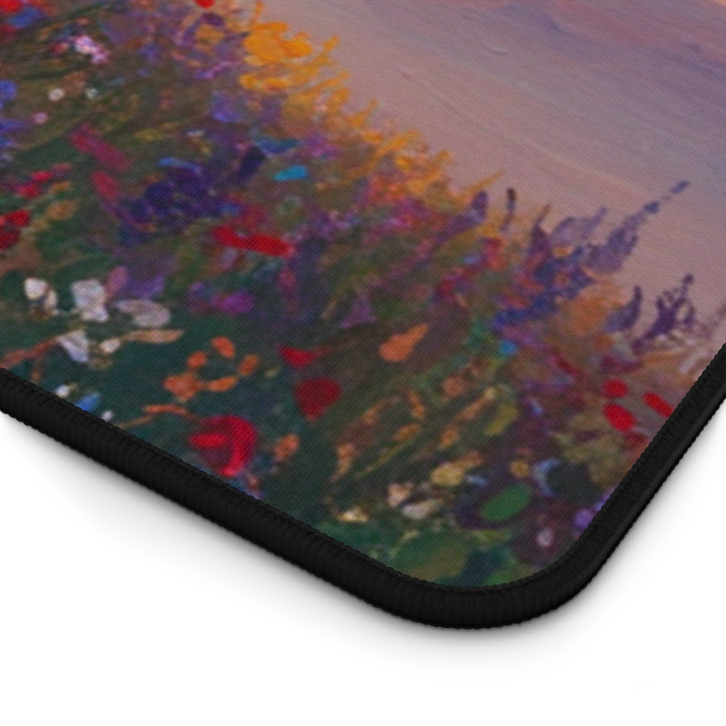Desk Mat Mouse Pad - Cross on a Hill Monet Style Painting Christian Accessory Spiritual Mouse Pad Religious Desk Mat