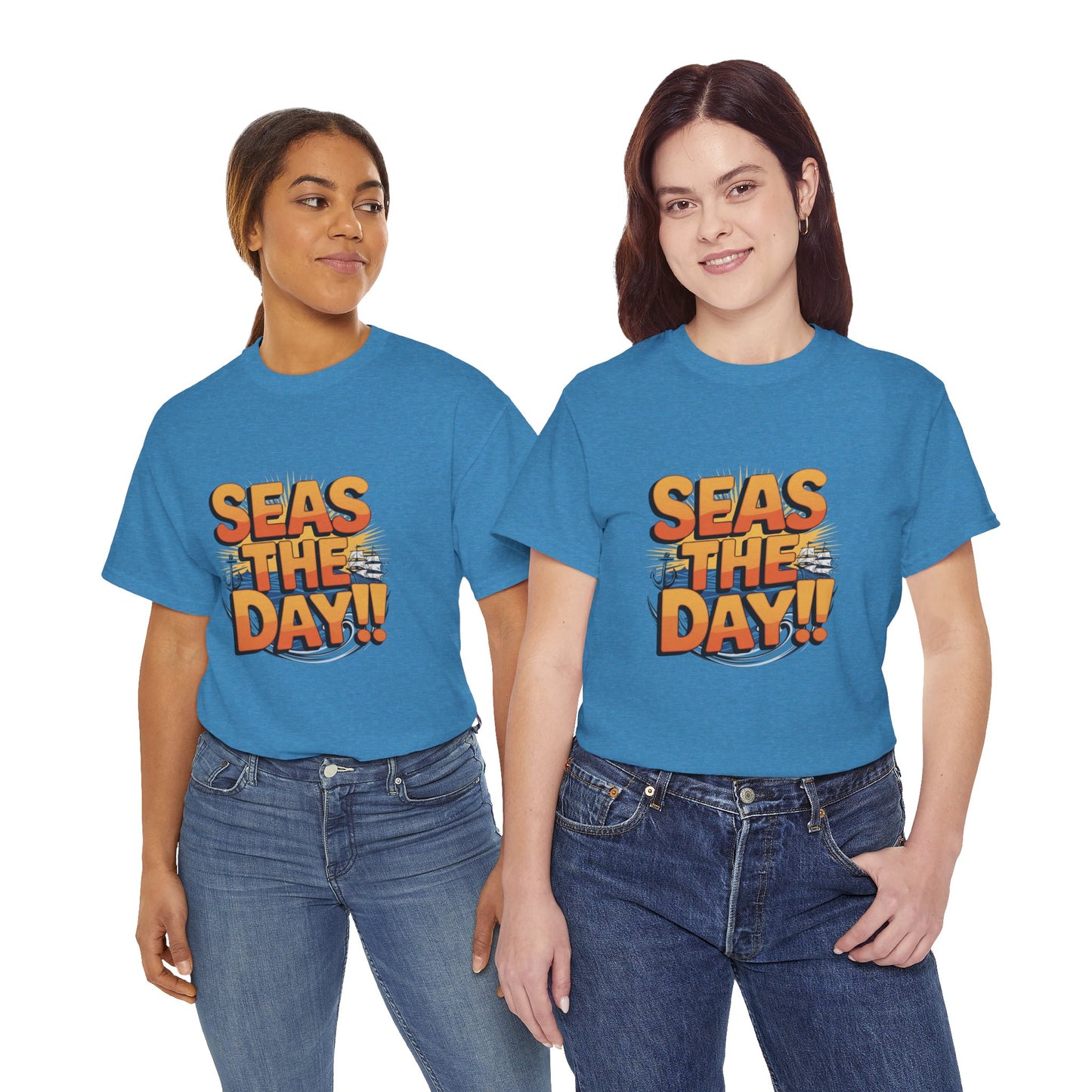 Seas The Day!! Tee • Ocean Pun Graphic Shirt • Comfort Colors Unisex Beachy Vibes • Nautical Aesthetic • Gift for Sea Lovers & Summer Vacays