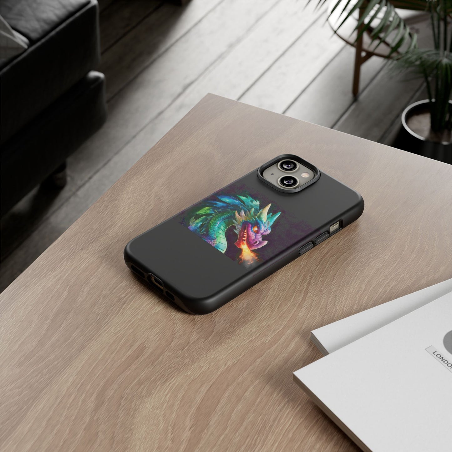 Dragon iPhone Case - Fantasy Fire-Breathing Art Protective Cover - Bookish Dark Academia Aesthetic Gift for Teens and Adults
