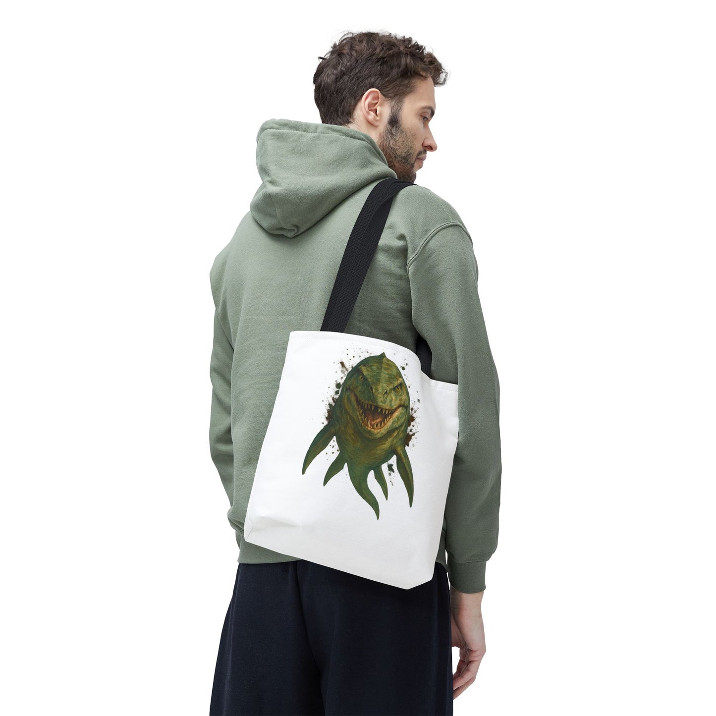 Watercolor Mosasaurus Tote Bag - Prehistoric Sea Monster Art, Dinosaur Ocean Reptile Gift, Eco Canvas Bag for Dino and Marine Fans