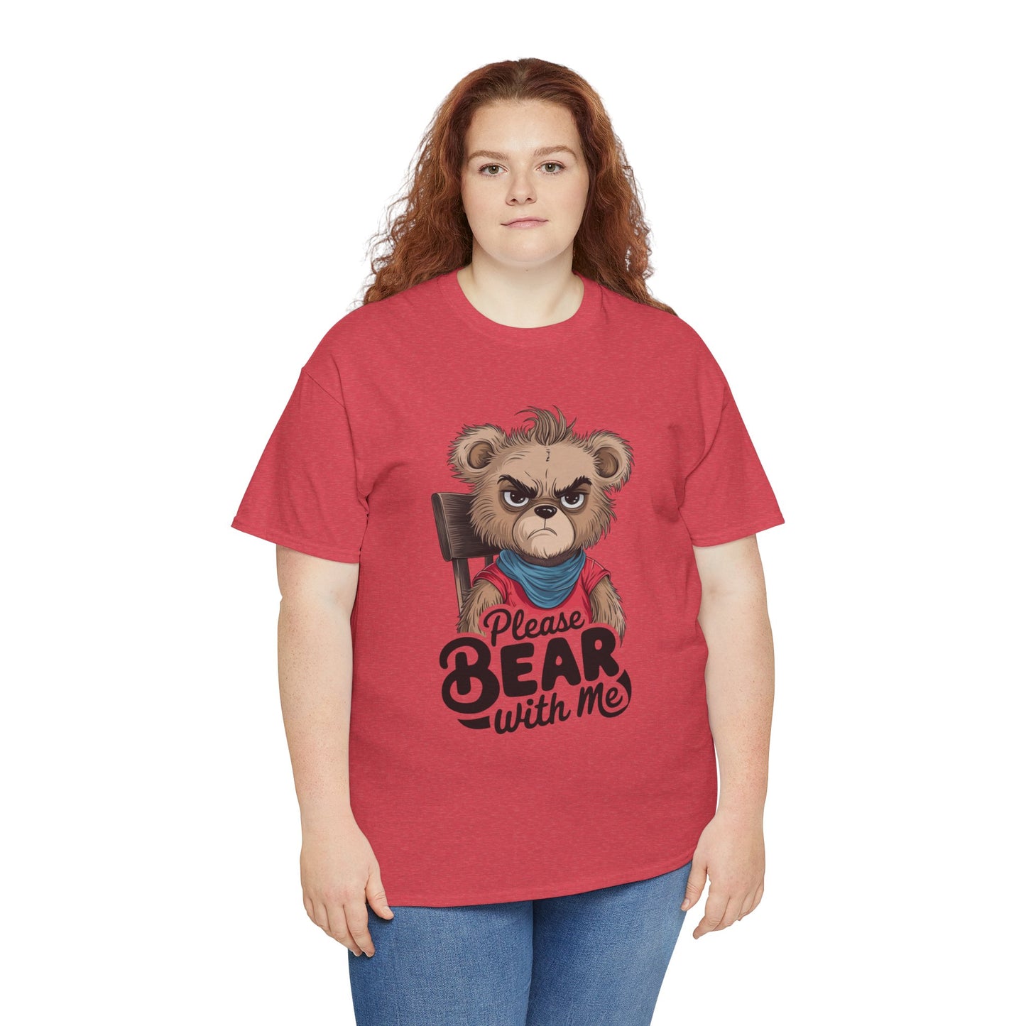 Grumpy Bear Graphic Tee – Please Bear With Me Shirt – Funny Animal T‑shirt – Sarcastic Humor Gift – Cute Bear Meme Art Tee