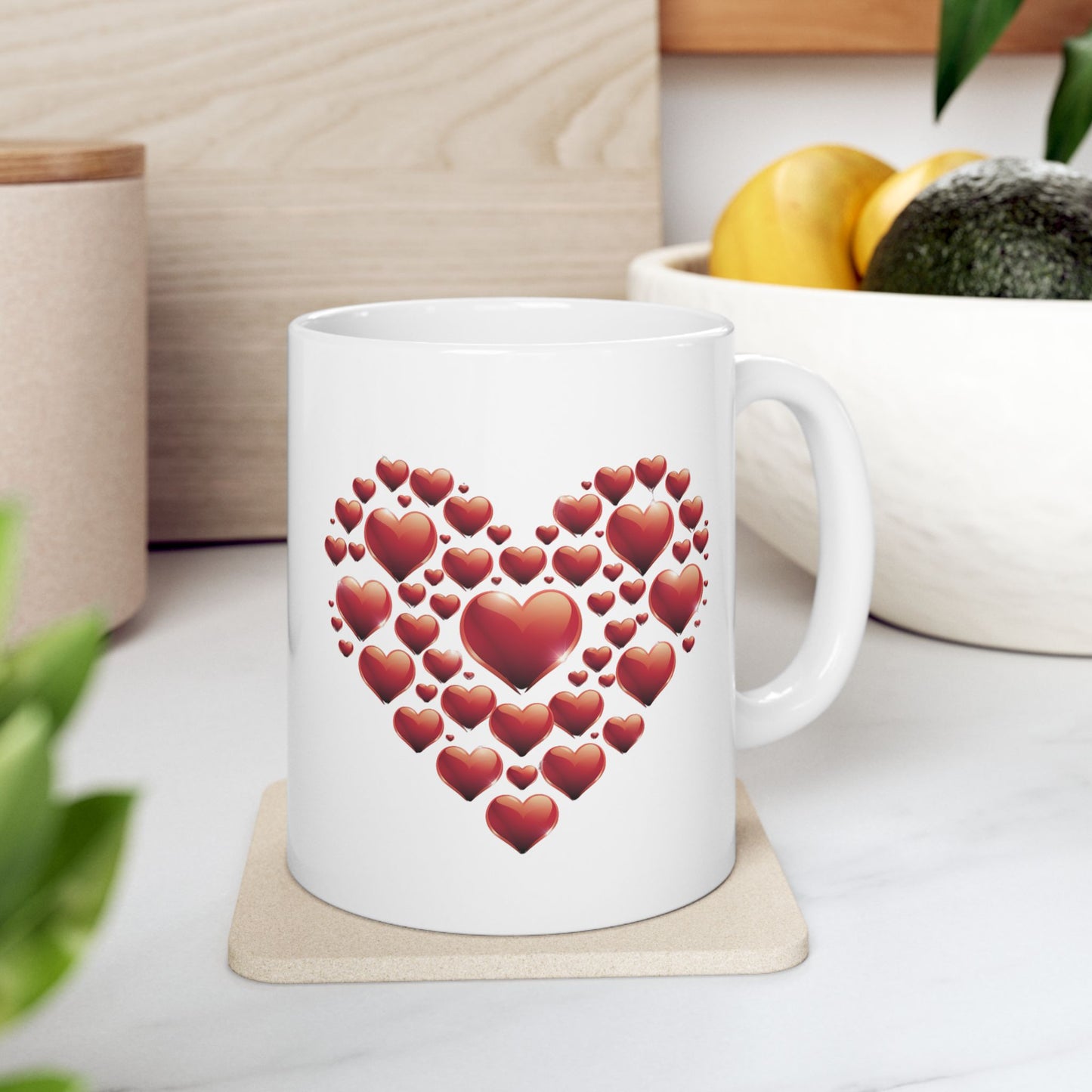Mug - Heart Made Out of Hearts Fun Ceramic Mug (11oz, 15oz)