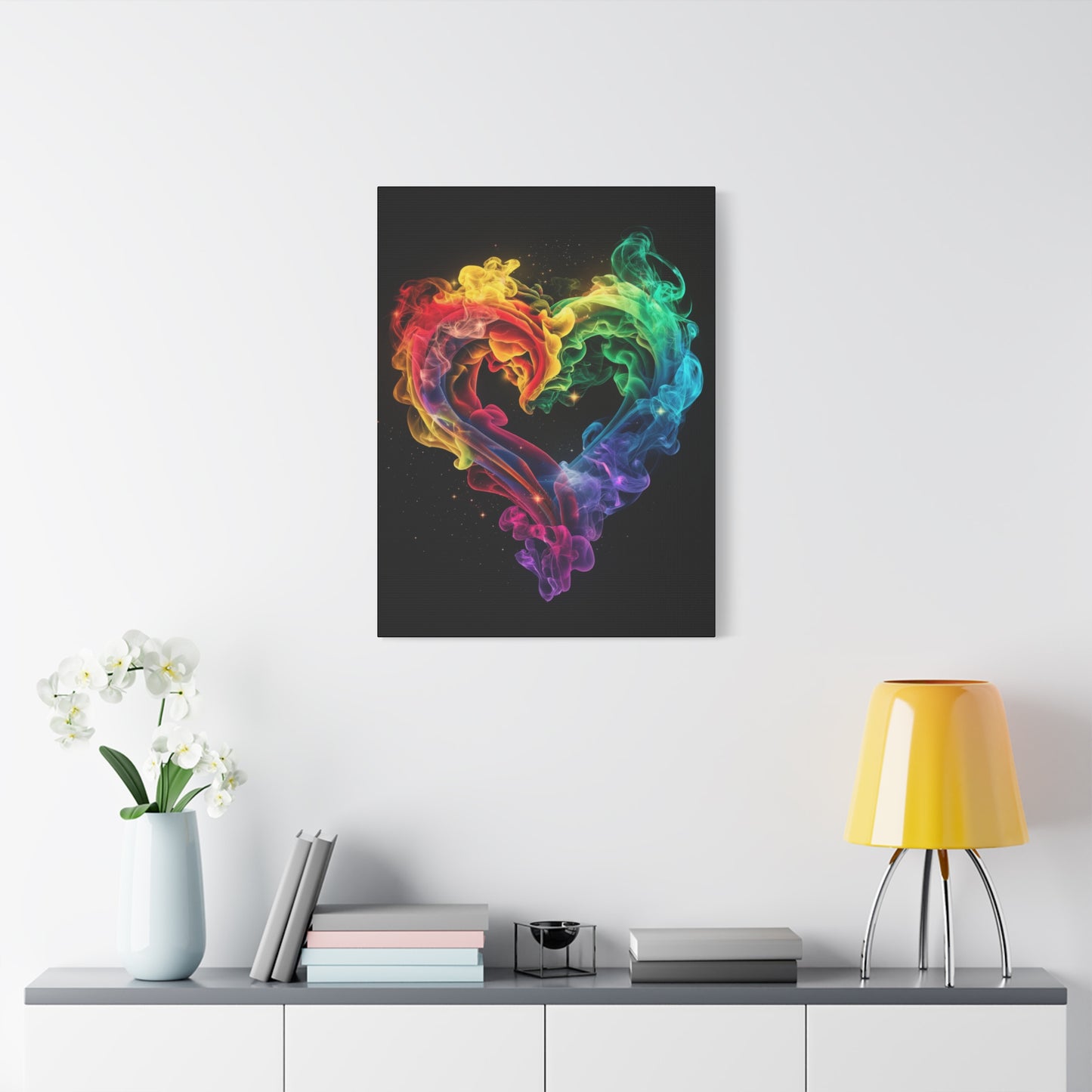 Canvas Art Print - Colorful Smoke Heart Design