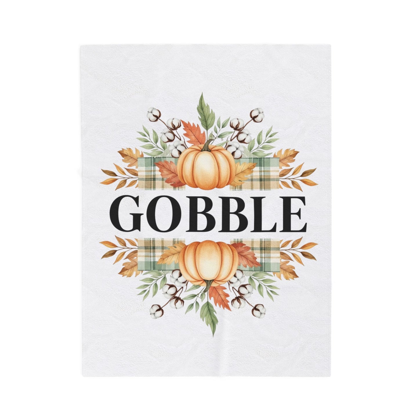Gobble Fall Blanket, Thanksgiving Throw Blanket With Pumpkins And Leaves, Cozy Autumn Decor, Soft Fleece Blanket Gift For Family Gatherings