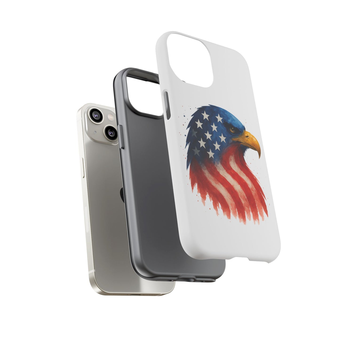 Patriotic Eagle iPhone Case - USA Flag Tough Cover, Dual-Layer Rugged Protection, 4th of July and Veteran Gift