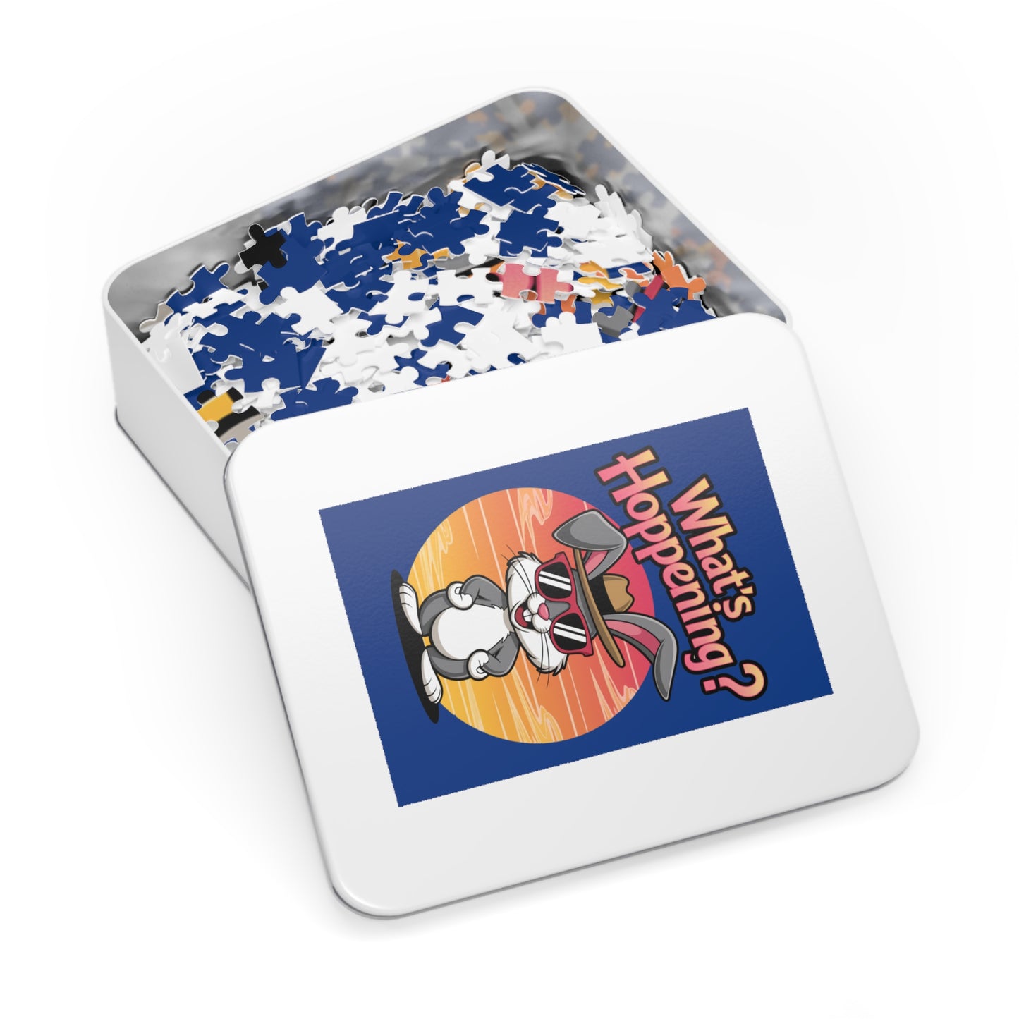 Retro Cartoon Puzzle - What's Happening? Jigsaw Puzzle with Tin