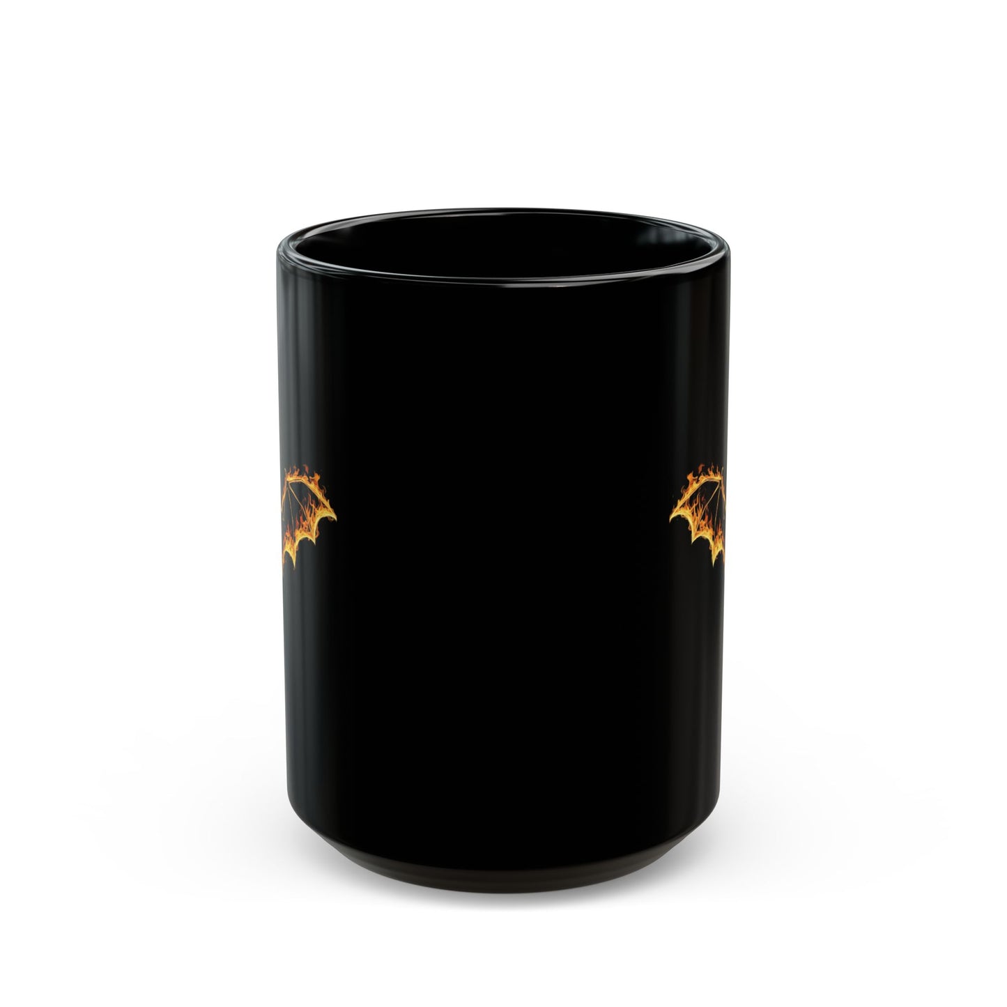Flaming Bat Mug - Gothic Fire Bat Coffee Cup, Halloween Bat Mug, Spooky Gothic Horror Gift, Vampire Aesthetic Mug, 11oz and 15oz Black