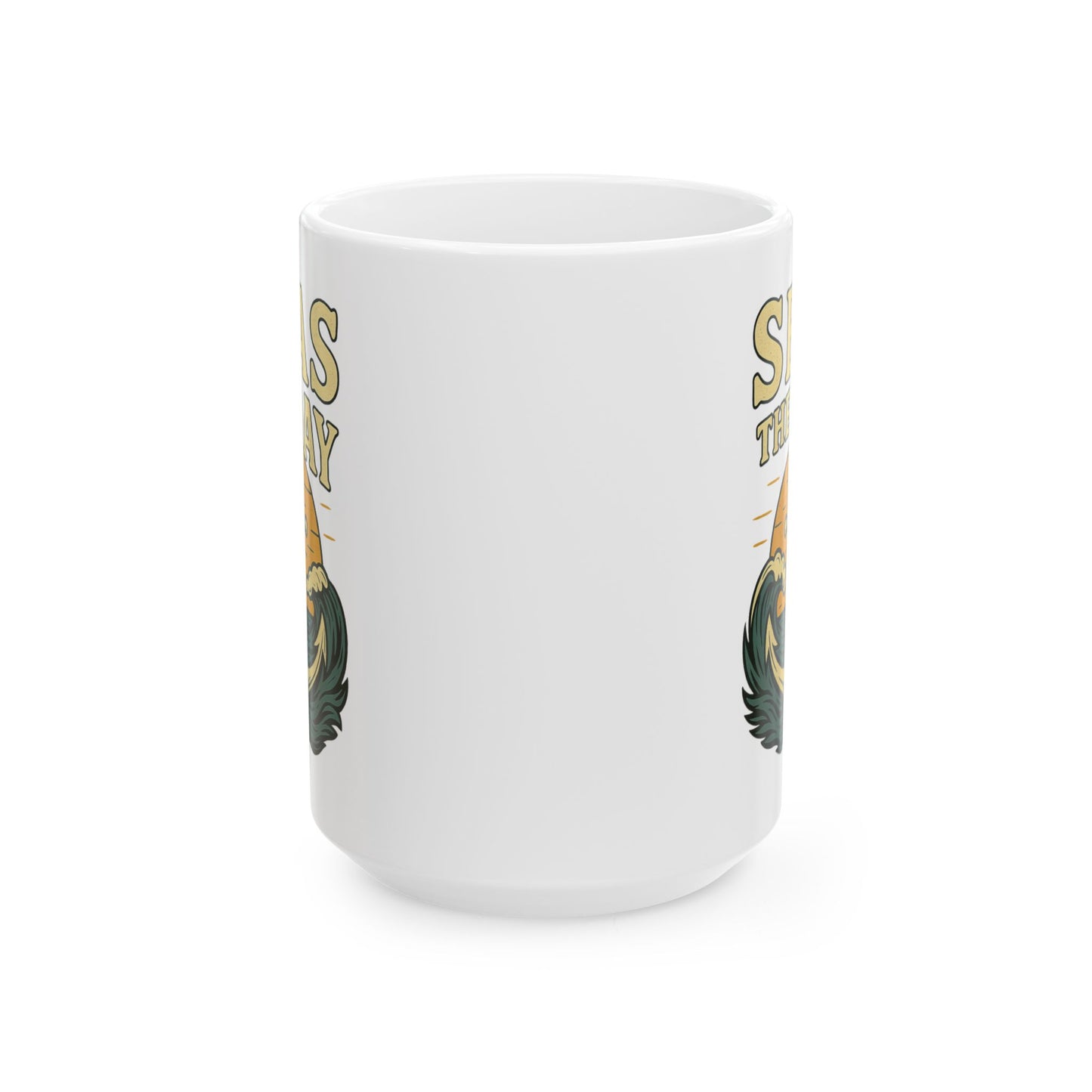 Seas the Day Coffee Mug – Nautical Anchor Ocean Sunset Cup, Funny Motivational Gift for Coffee Lovers, Sailors & Beach Vibes