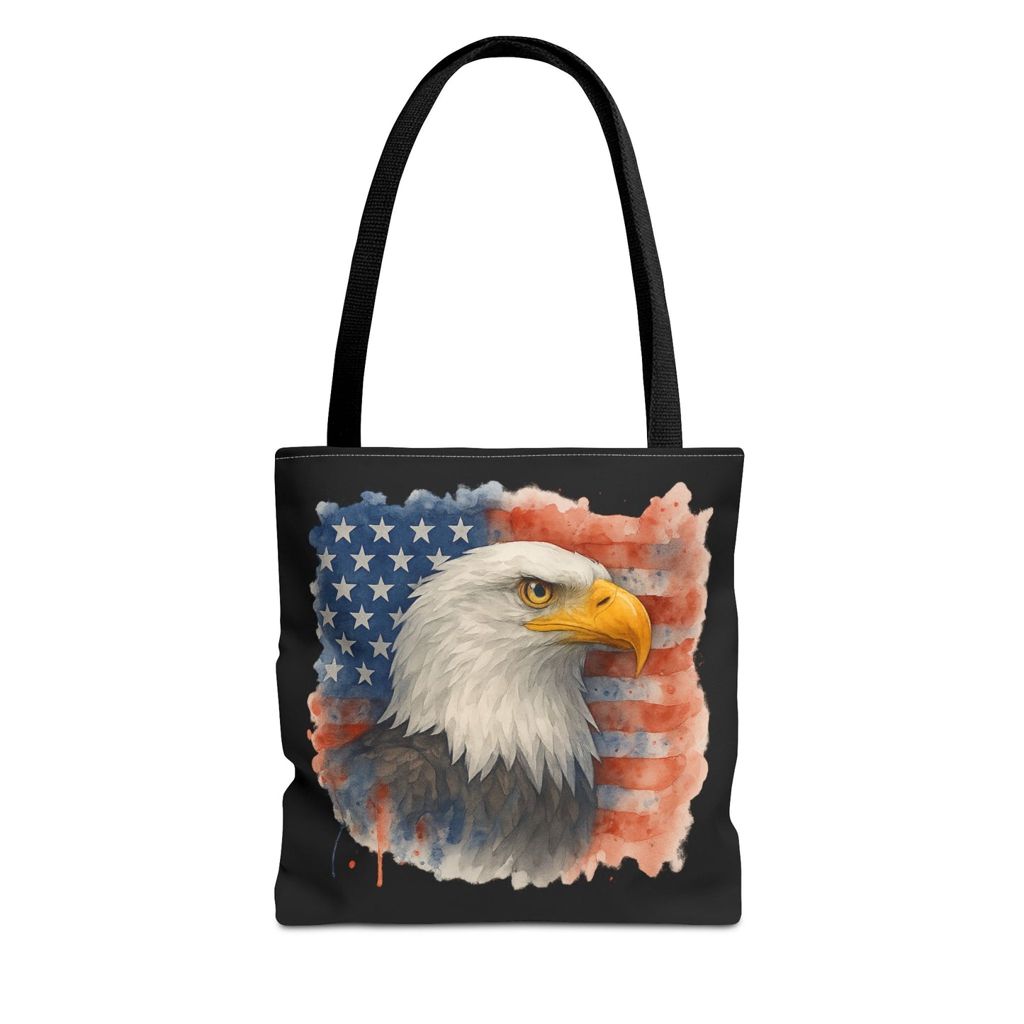 Patriotic Tote Bag with American Flag and Bald Eagle Watercolor Print 4th of July Bag Memorial Day Tote Veteran's Day Tote Bag