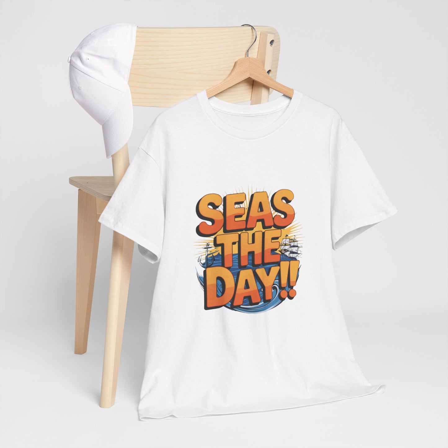 Seas The Day!! Tee • Ocean Pun Graphic Shirt • Comfort Colors Unisex Beachy Vibes • Nautical Aesthetic • Gift for Sea Lovers & Summer Vacays