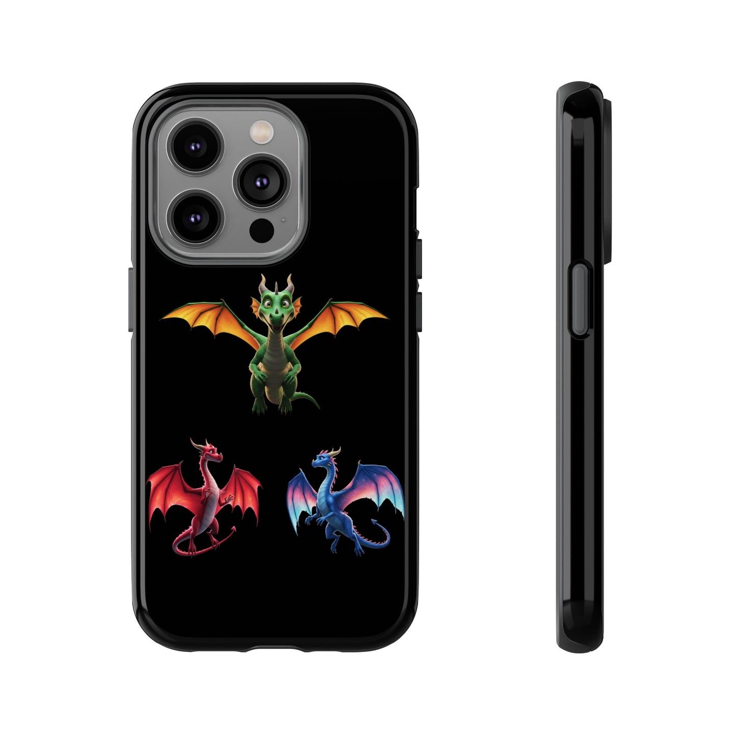 Vibrant Fantasy Dragon iPhone Case - Tough Armor Cover for iPhone 15/14/13 - Colorful Mythical Wings Gift for Dragon Lovers
