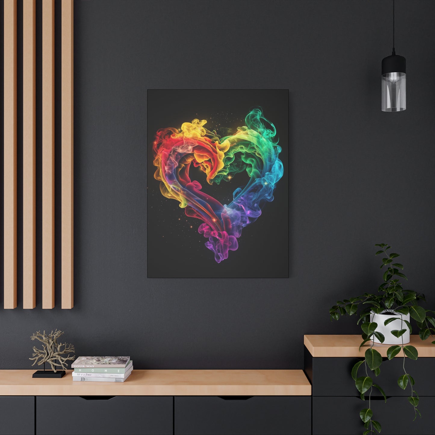 Canvas Art Print - Colorful Smoke Heart Design