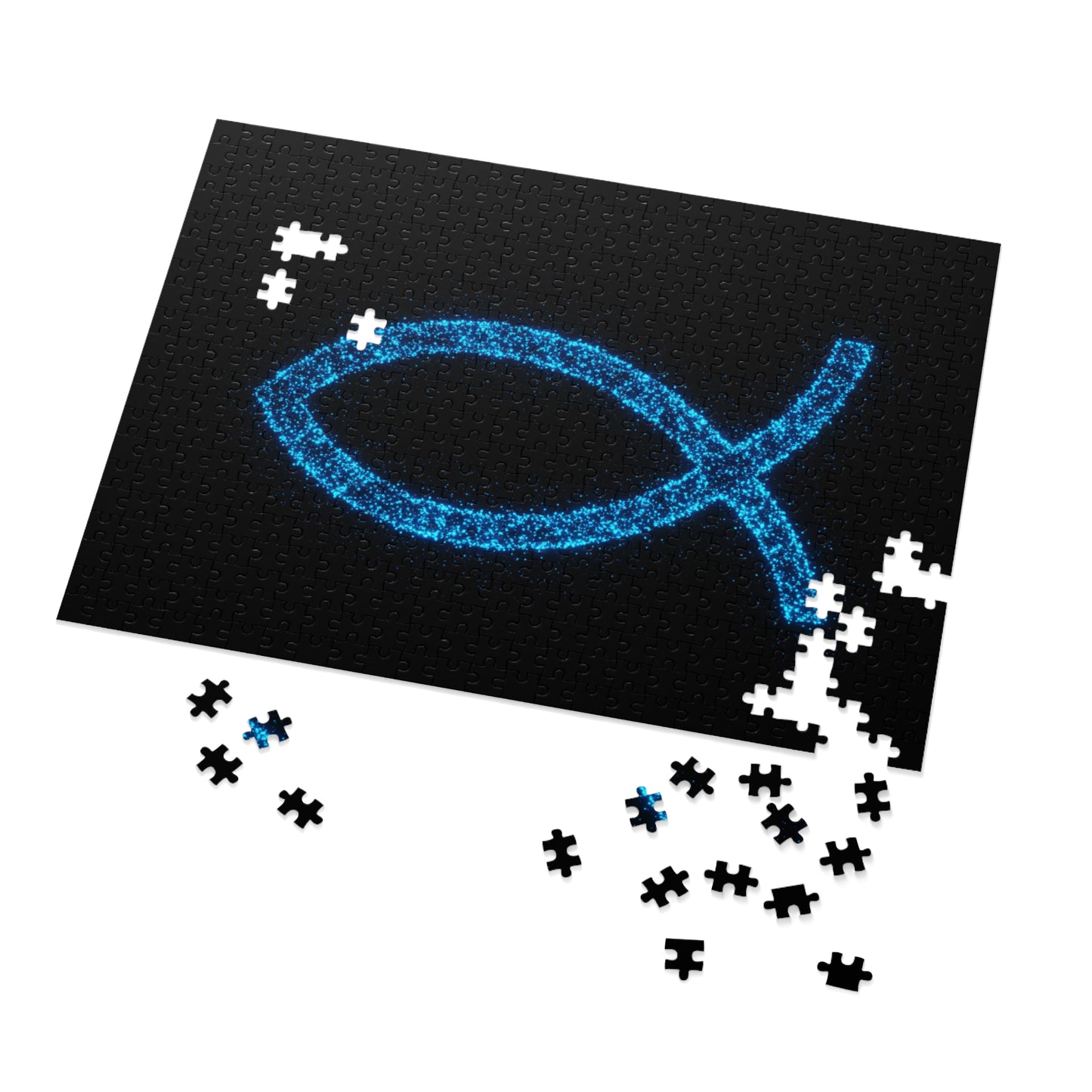 Glowing Fish Symbol Jigsaw Puzzle with Tin – Perfect Gift for Puzzle Lovers and Religious Celebrations