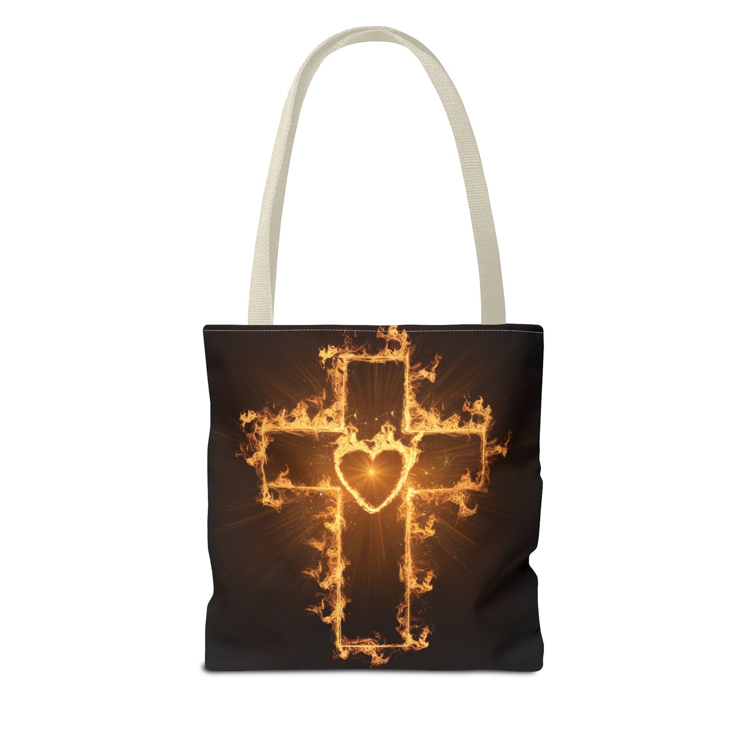 Stylish Flame Cross Tote Bag - Faith-Inspired Fashion