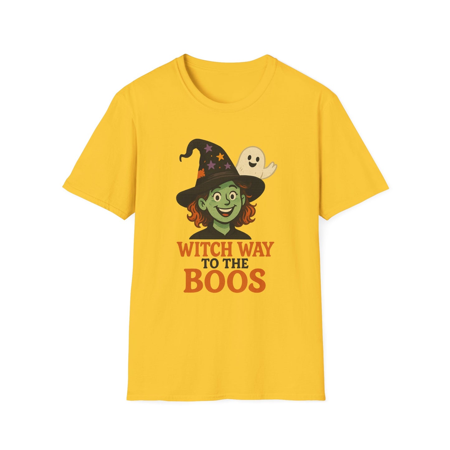 Witch Way to the Boos Halloween Shirt | Cute Witch and Ghost T-Shirt | Spooky Season Graphic Tee | Funny Halloween Costume Top